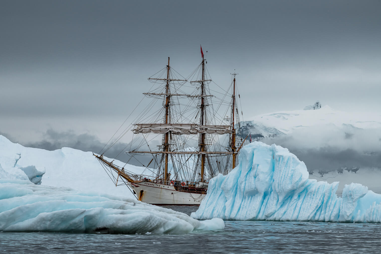 The Bark Europa in Antarctic waters