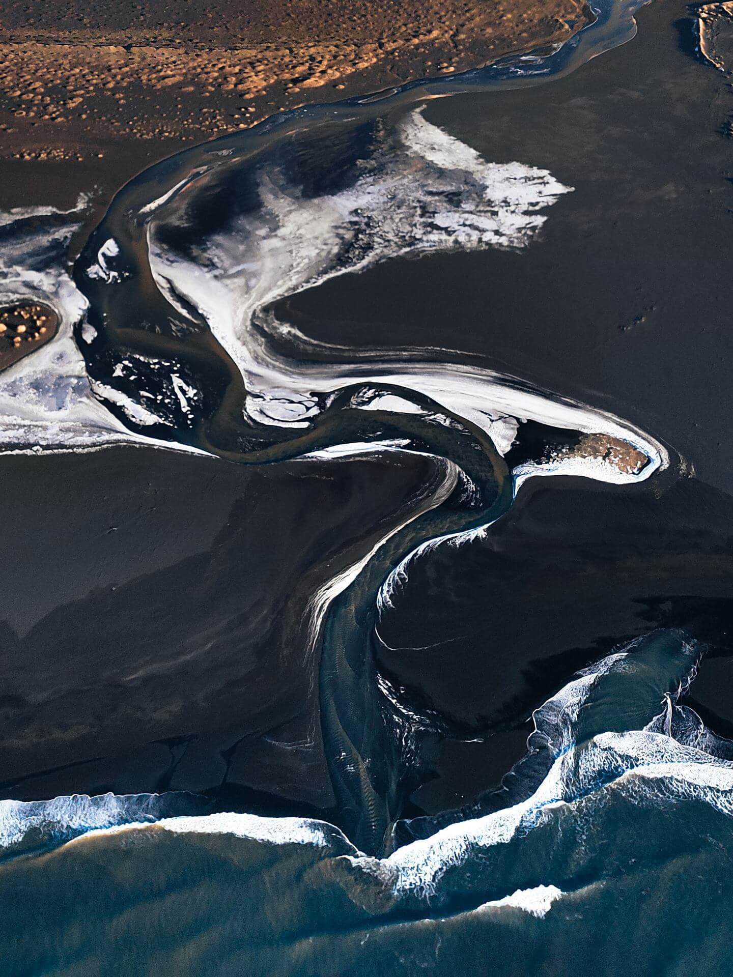 Aerial Photography of Glacial Rivers in Iceland in Winter by Jan Erik Waider