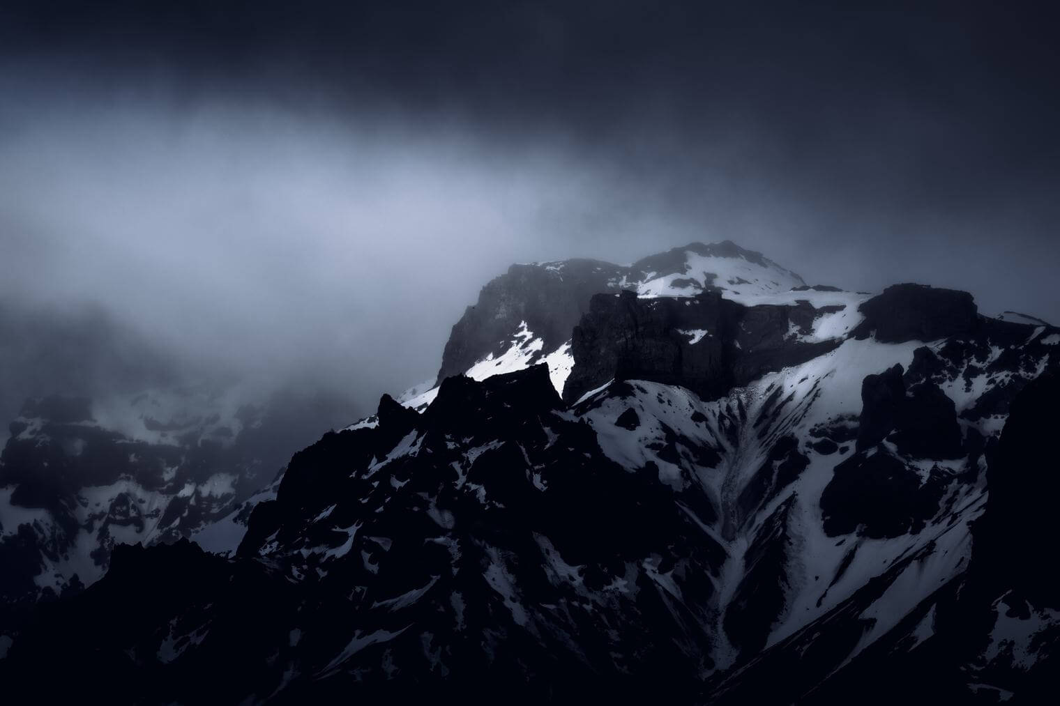 Moody and dramatic mountain landscape in Iceland