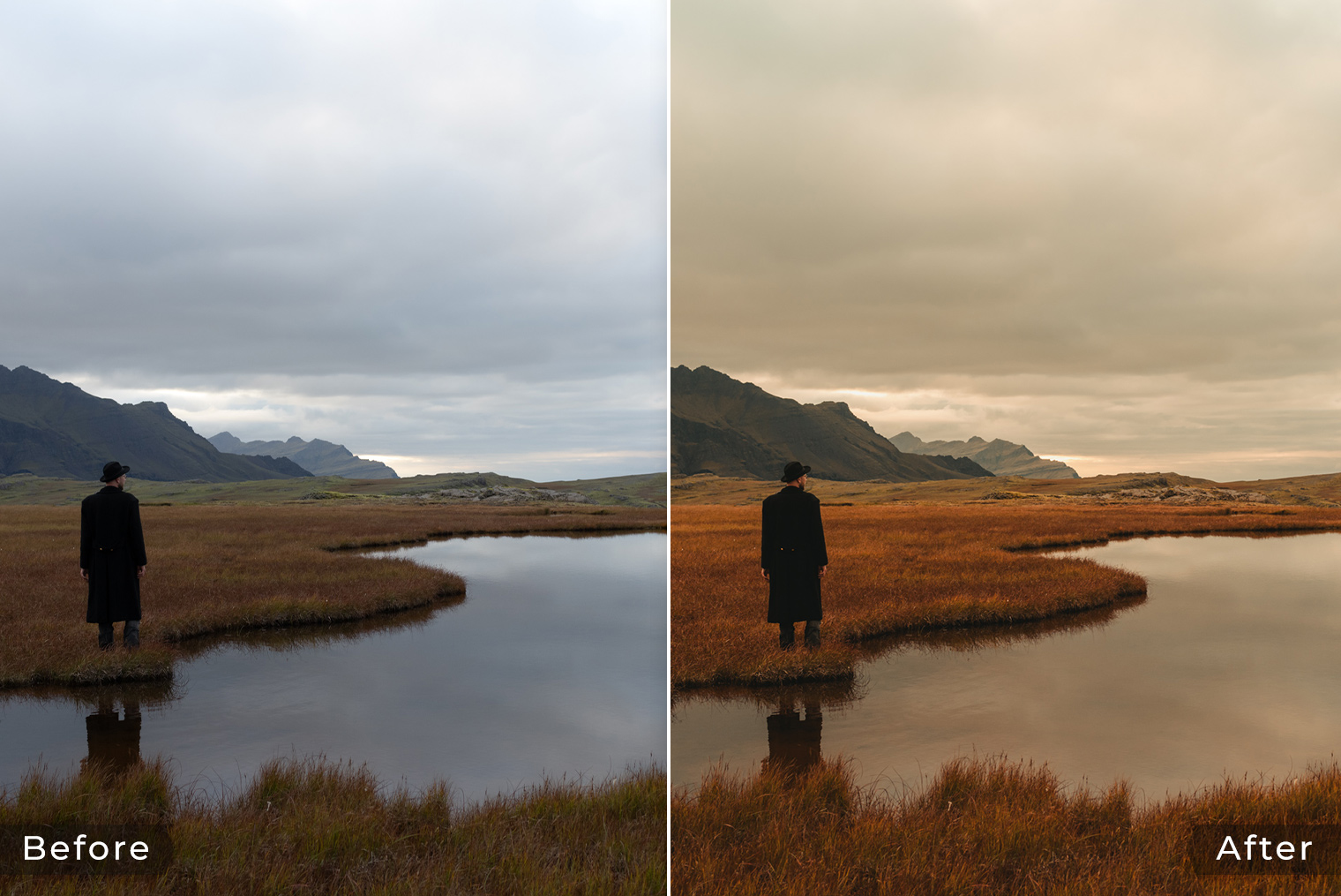 Before & After - Man in Swamp Landscape
