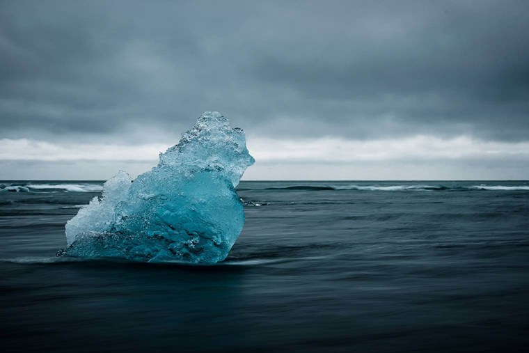 Blue Ice on Black Sand Beach