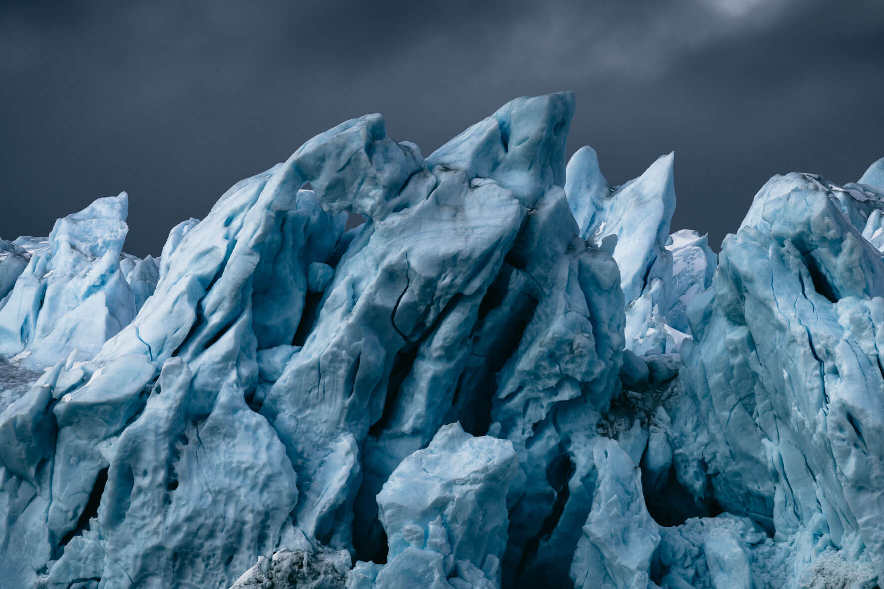 Abstract icebergs in the Ilulissat Icefjord in Greenland