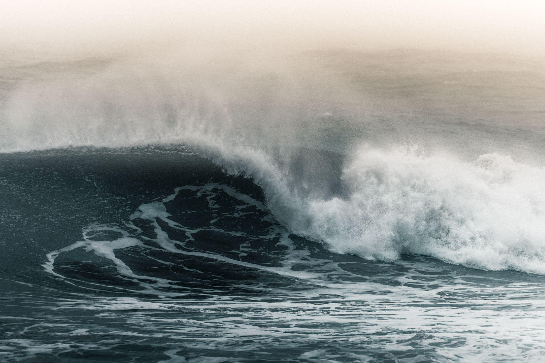 Strong waves at Reynisfjara beach in Iceland