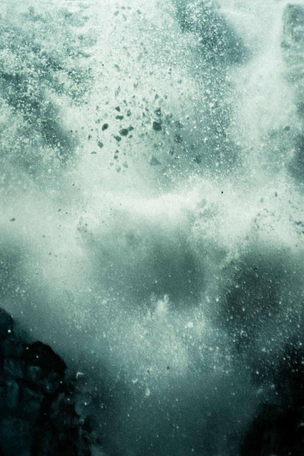 Ice avalanche at the glacier Kjenndalsbreen in Norway