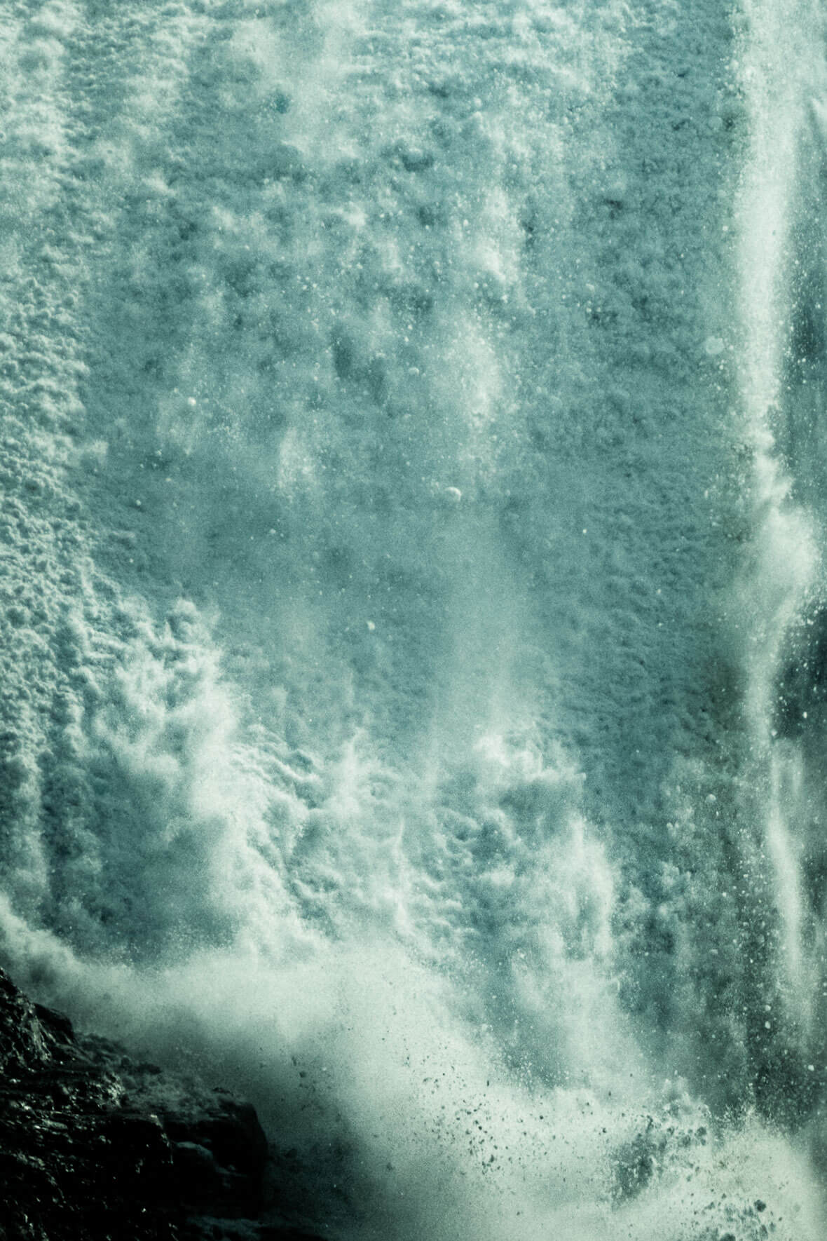 Ice avalanche at the glacier Kjenndalsbreen in Norway