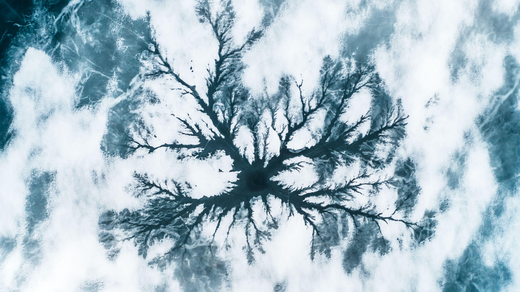 Abstract aerial photography of a frozen lake in Norway by Northlandscapes, Jan Erik Waider