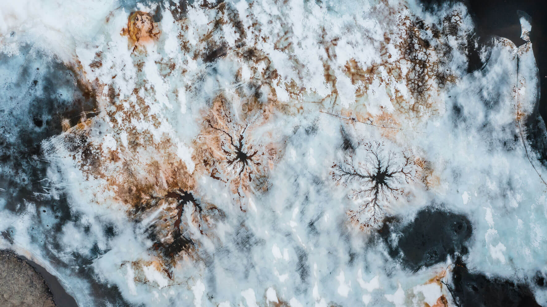 Frozen lake in Norway from a drone's perspective