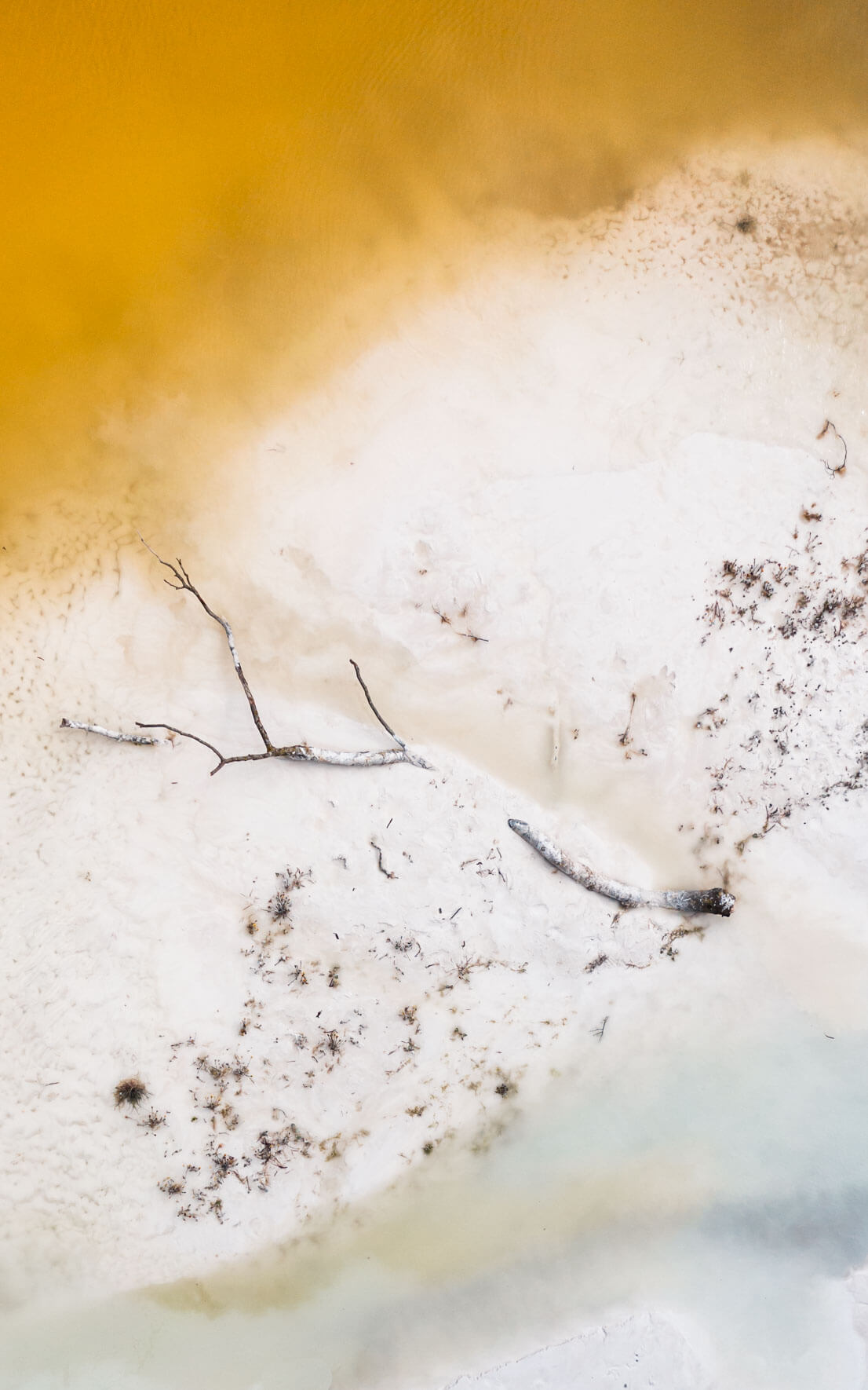Yellow and white chalk lake on the island of Rügen