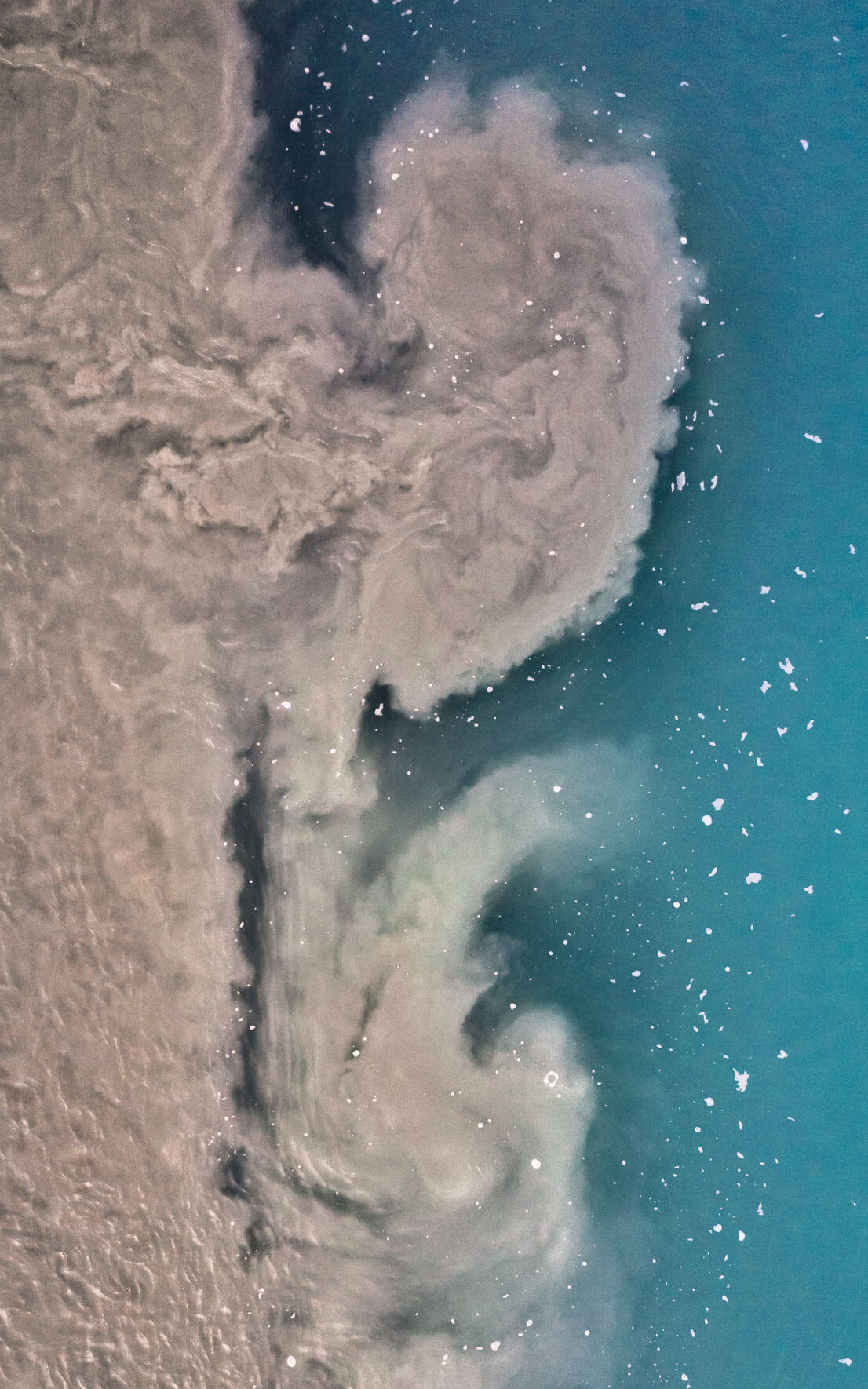 Abstract aerial view of lake Nigardsbrevatnet, Norway