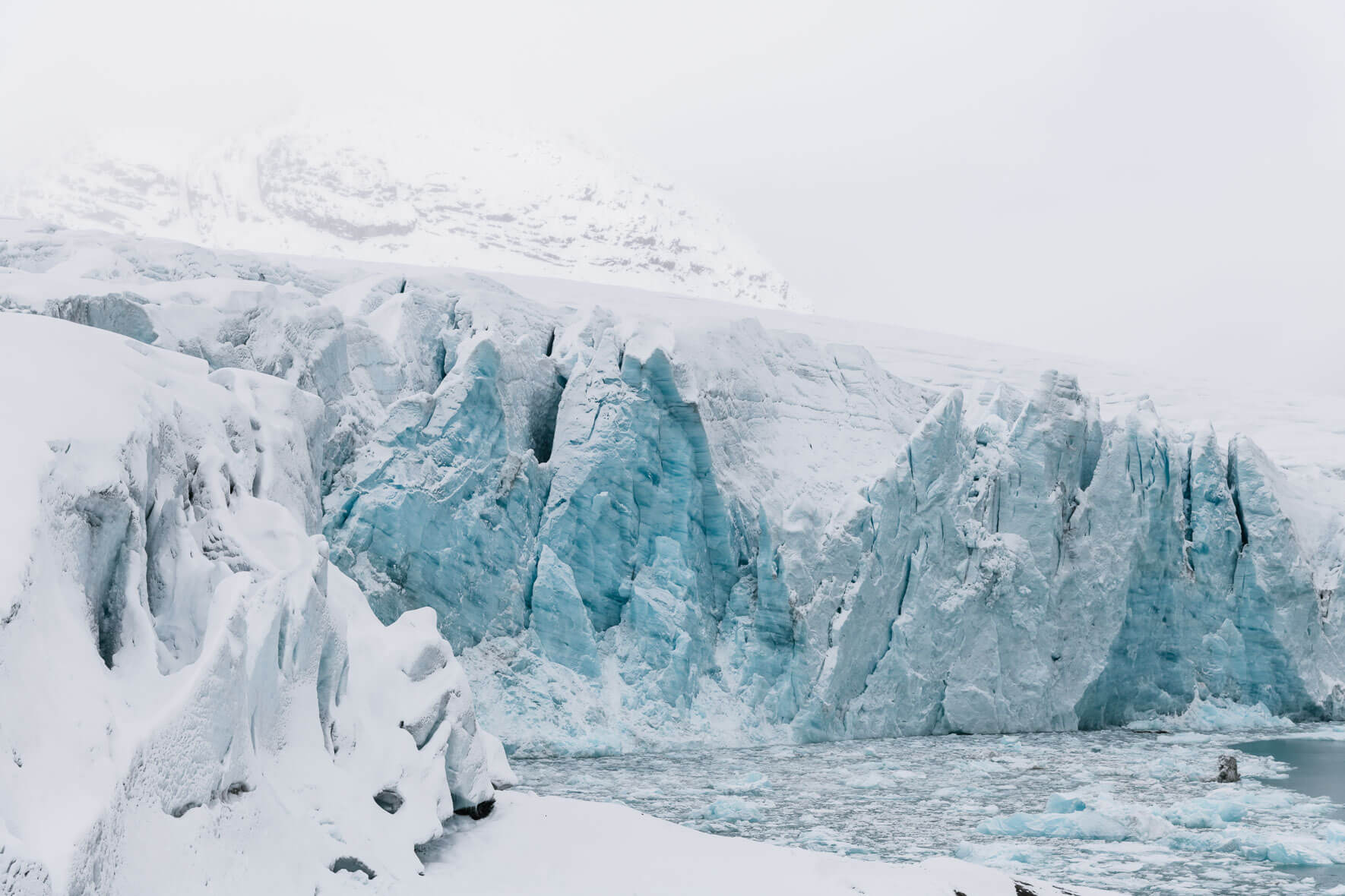 Austdalsbreen glacier with snow in Norway