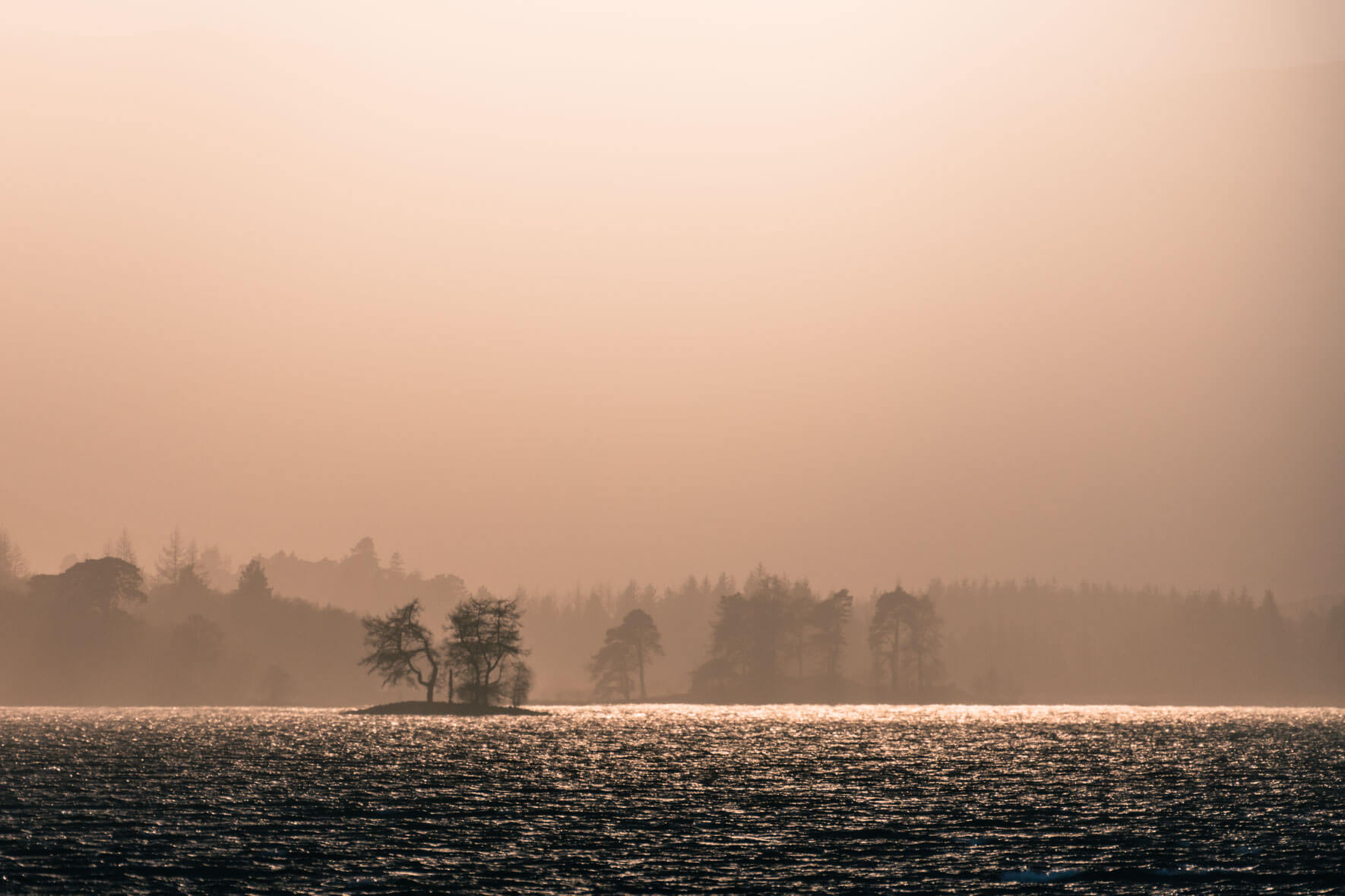 Bright sun light over Loch Tulla in Scotland