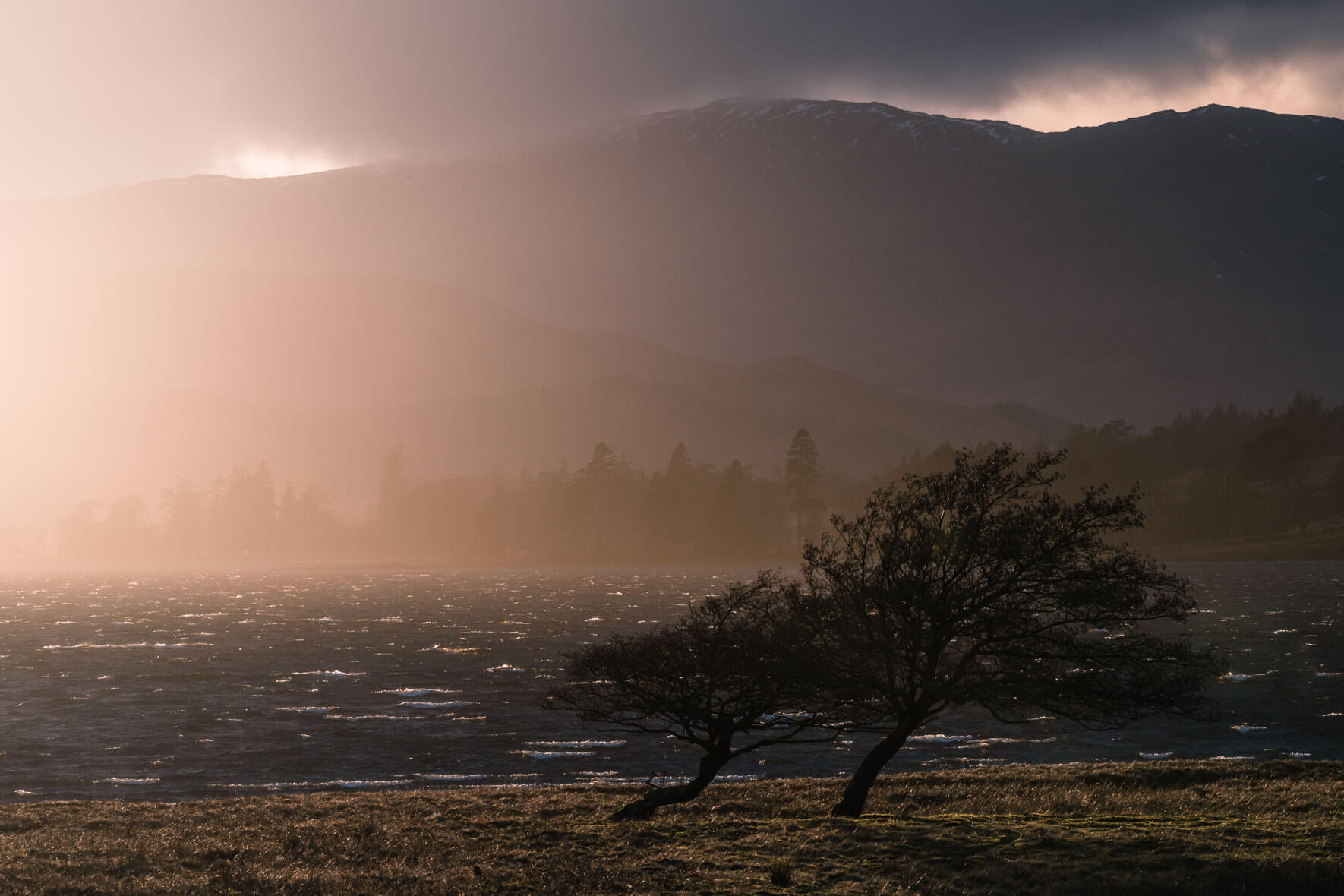 Evening light over Loch Tulla in Scotland
