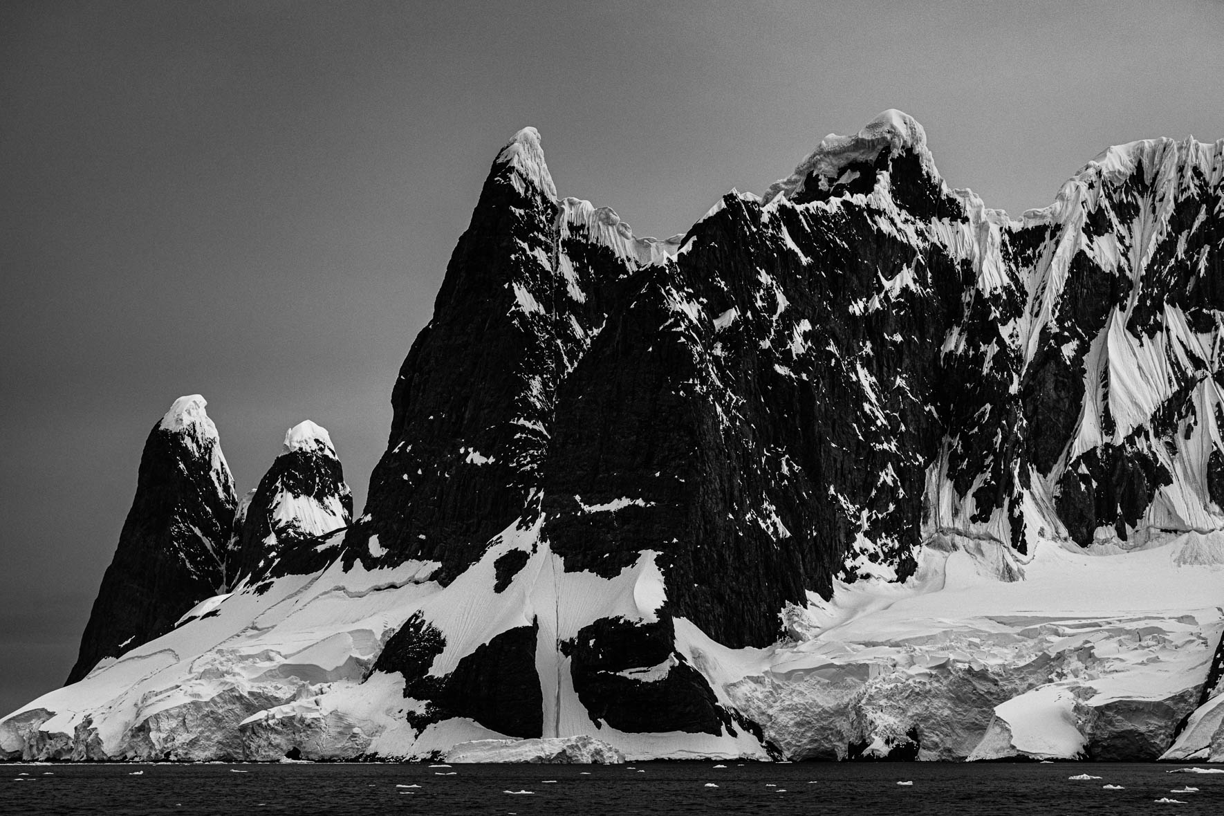 Snow-capped mountains on the Antarctic Peninsula