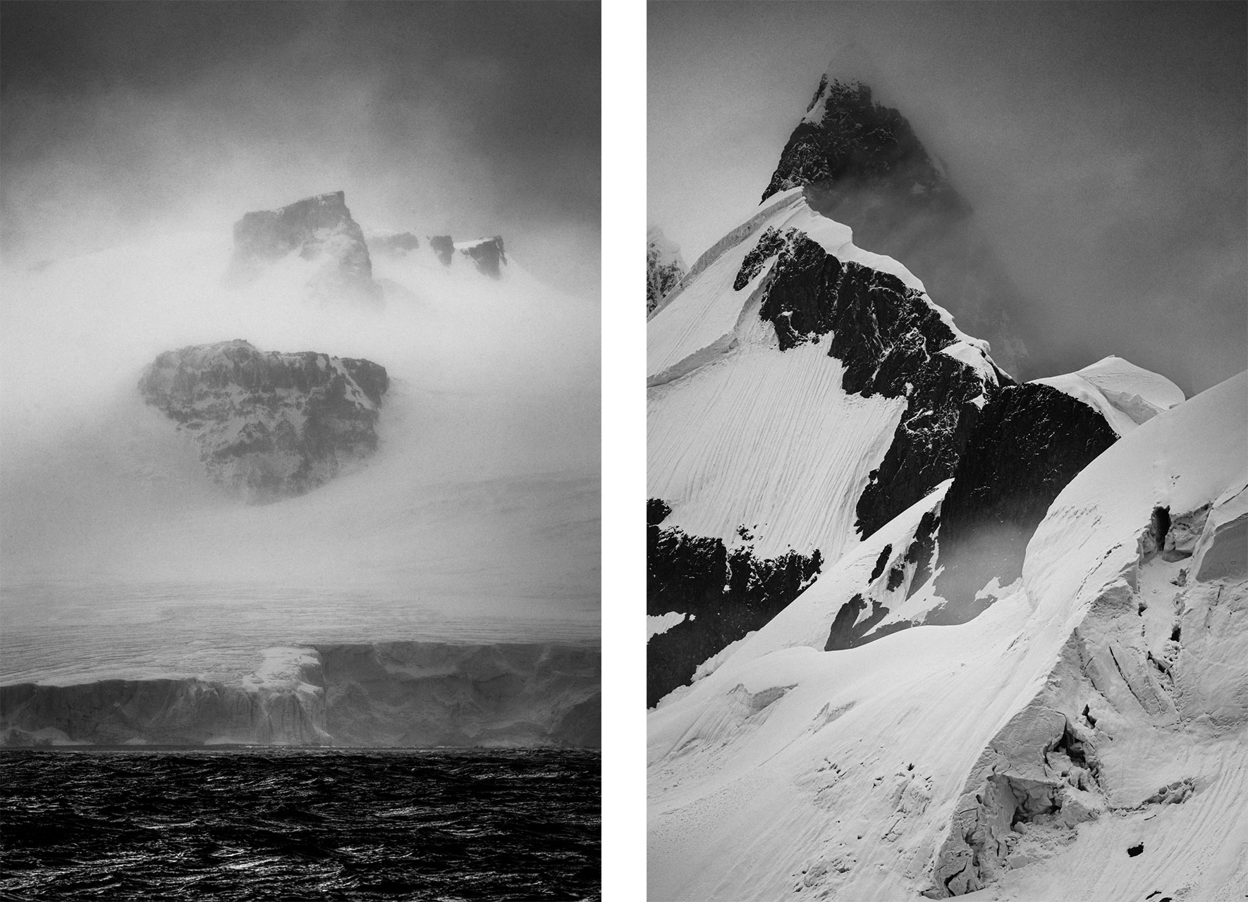 Mountains in the clouds in Antarctica
