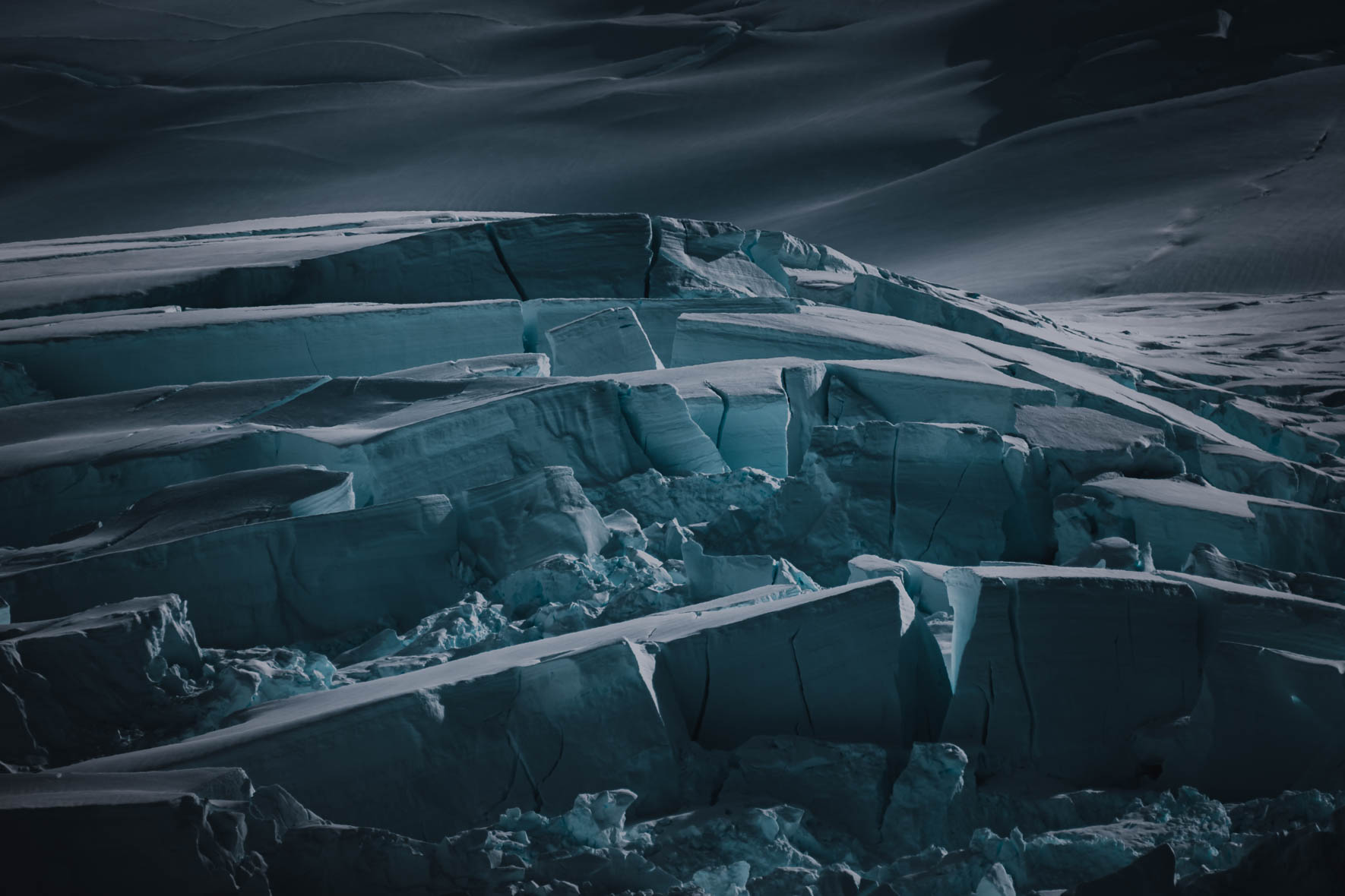 Moody glacier landscape photography of Antarctica