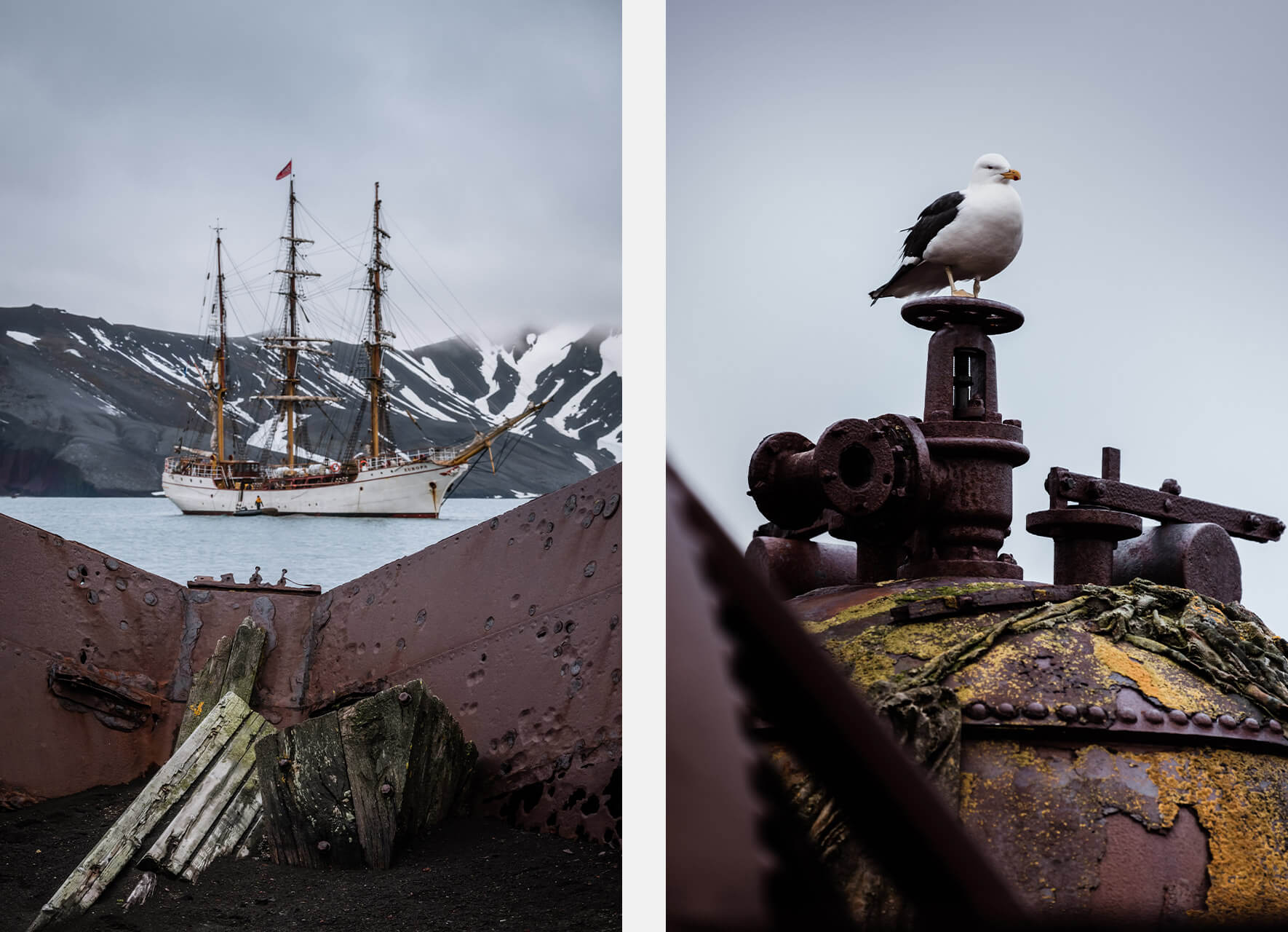 Bark Europa and Whalers Bay of Deception Island