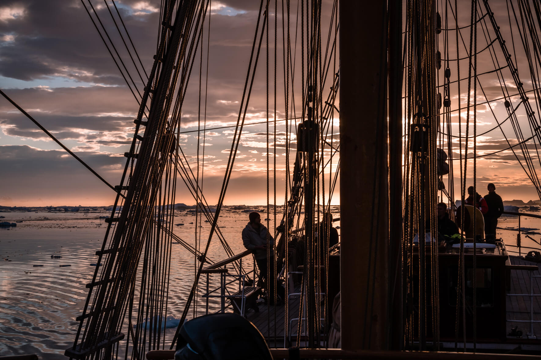 Beautiful sunset seen from the Bark Europa
