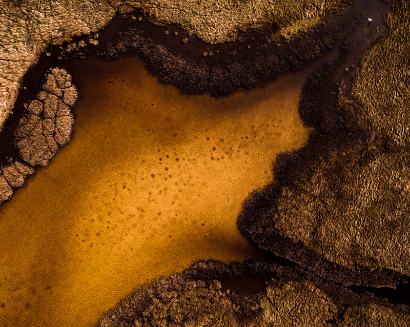 Aerial photography of yellow lake