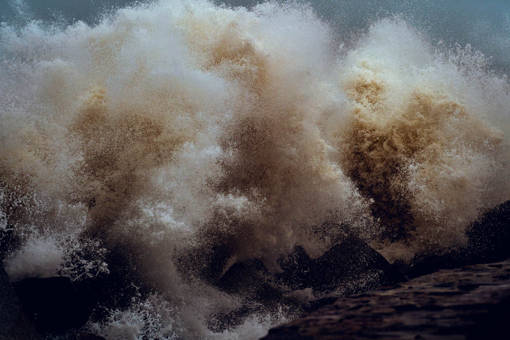 Breaking waves at the coast of the Baltic Sea near Sassnitz, Germany (Rügen Island)
