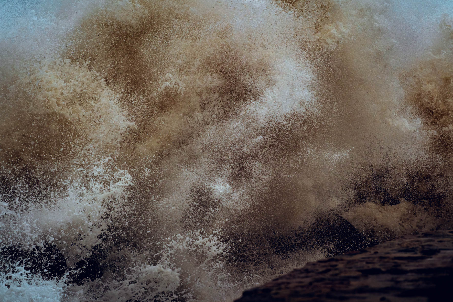 Waves crashing into the rocky seashore of the Baltic sea near Sassnitz, Germany