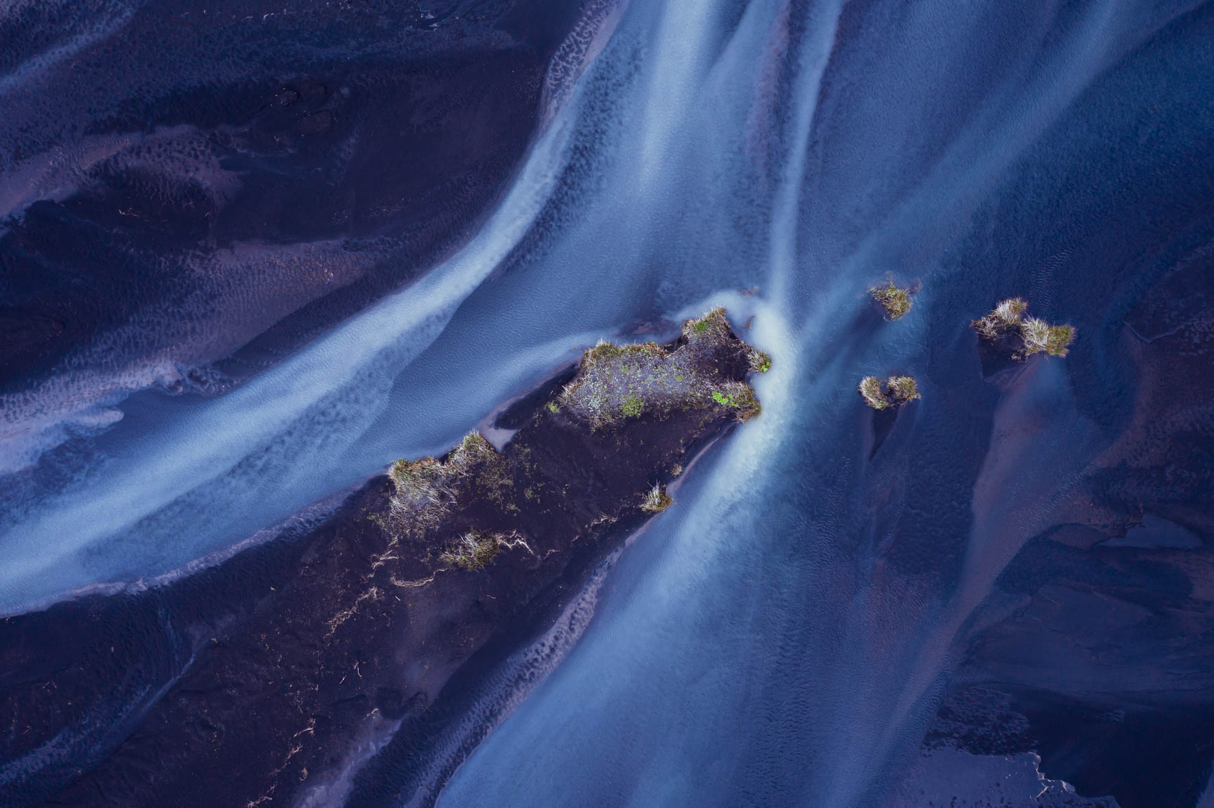 Sandbank in Glacier River in Iceland