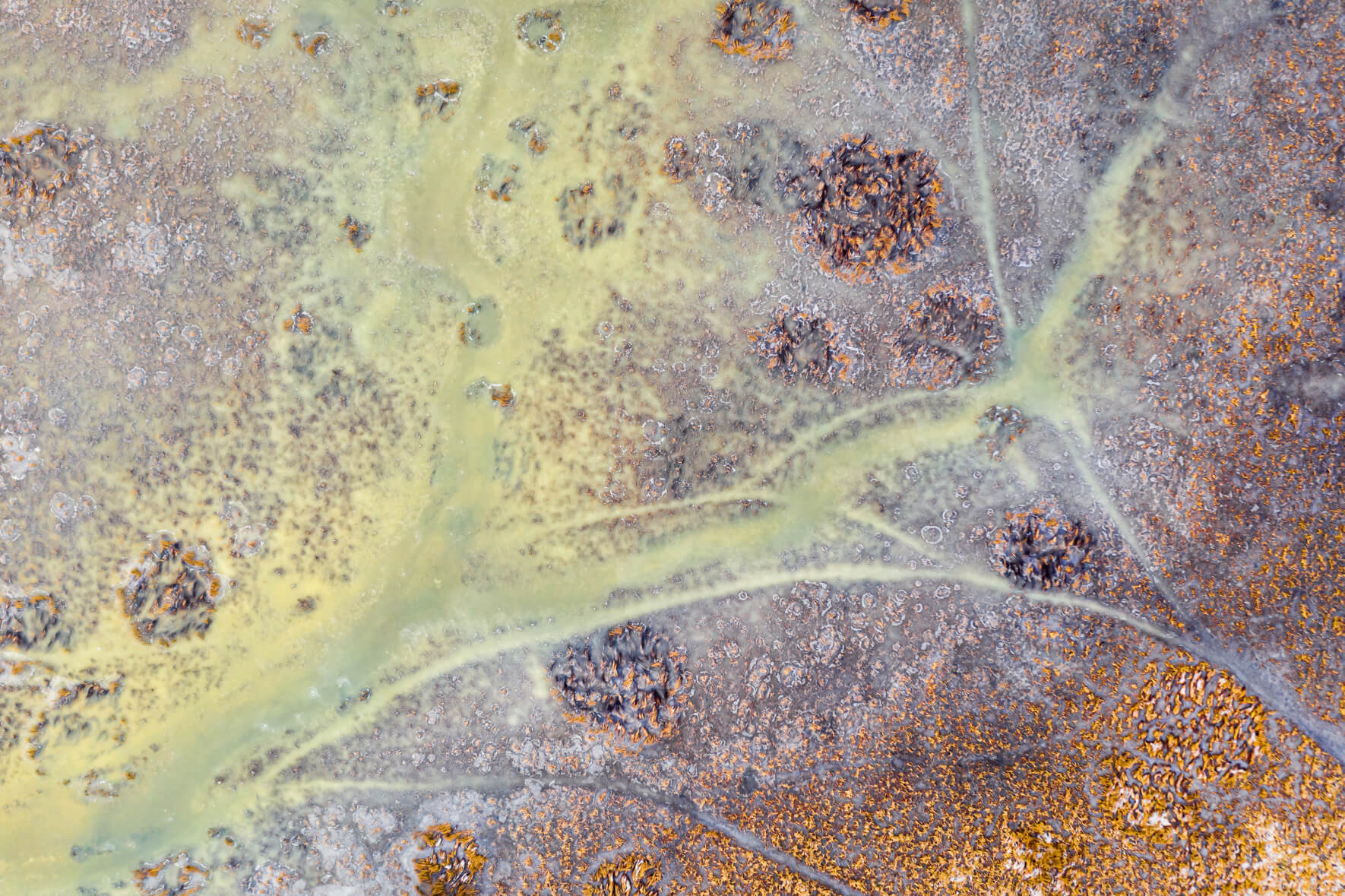 Abstract Aerial Photography of Frozen River in Iceland