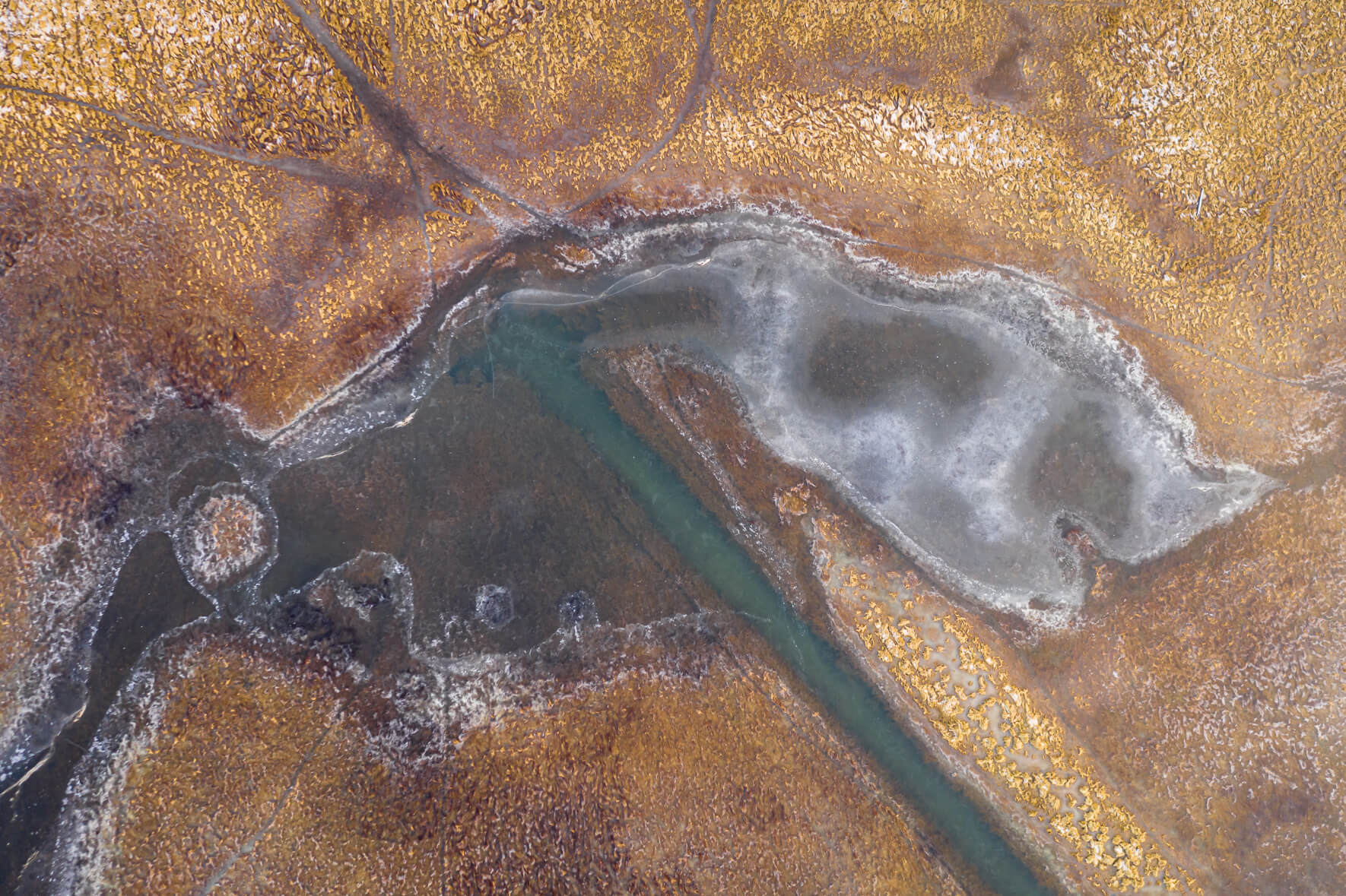 Abstract Aerial Photography of Farmland in Winter