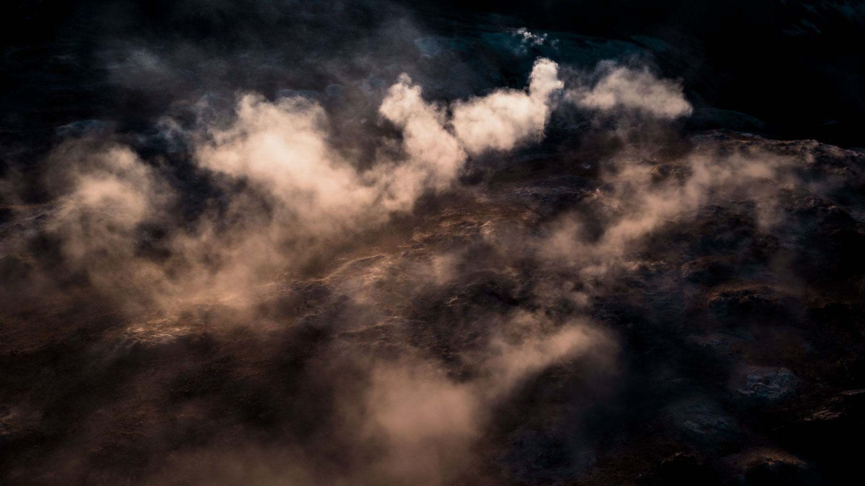 Geothermal Steam over Námafjall mountain in Iceland