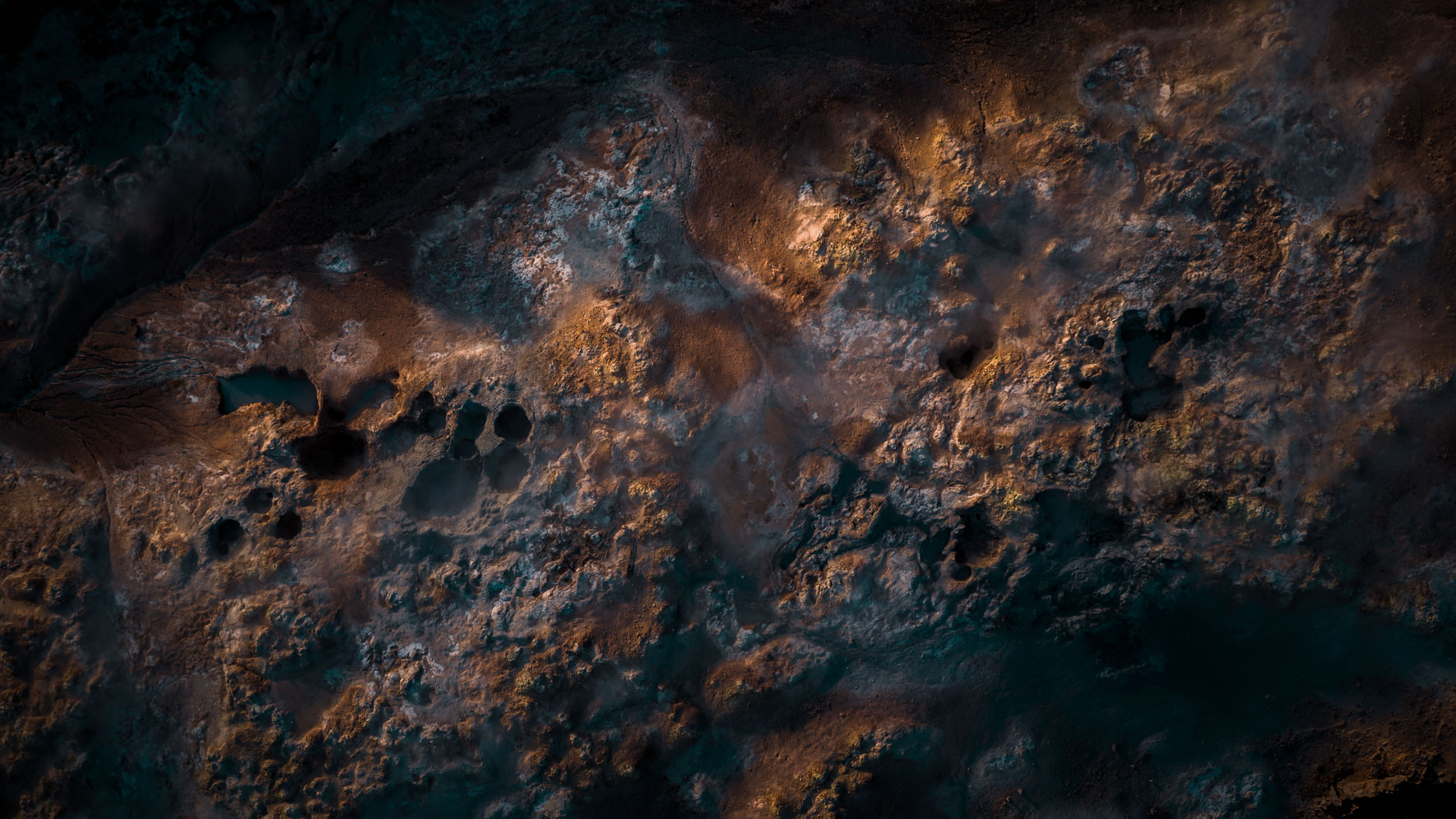 Aerial Photography of Geothermal Field in Iceland