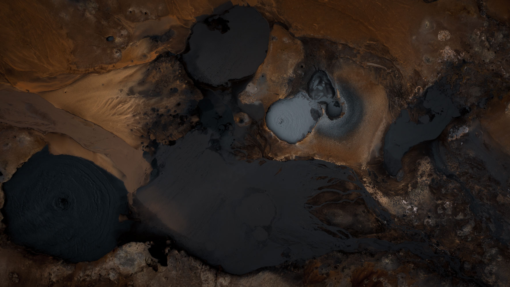 Aerial view of Hverarönd at the foot of the volcano Námafjall, Iceland