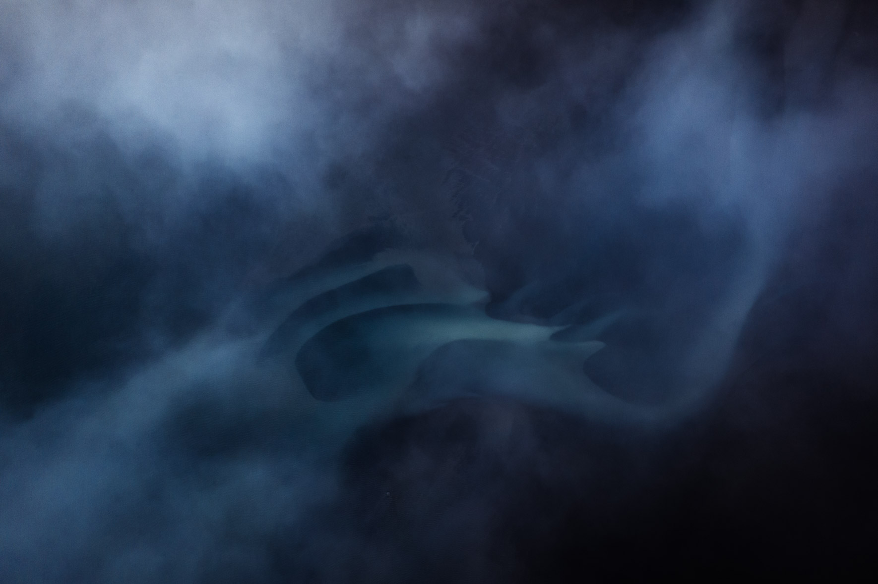 Abstract Aerial Photography of Glacier River in Iceland