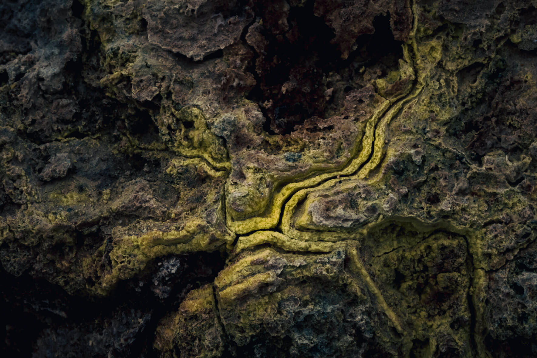 Abstract Sulphur Rocks at Námafjall Geothermal Area in Iceland