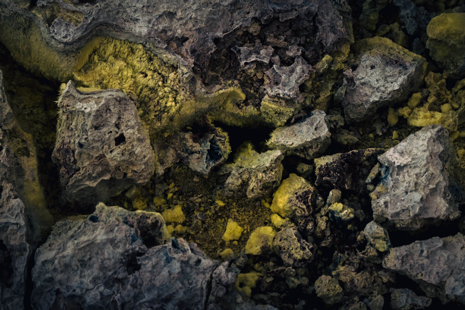 Sulphur Rocks at Námafjall Geothermal Area in Iceland