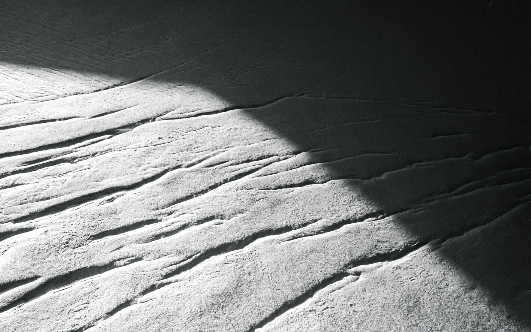 Glacial crevasses in black and white