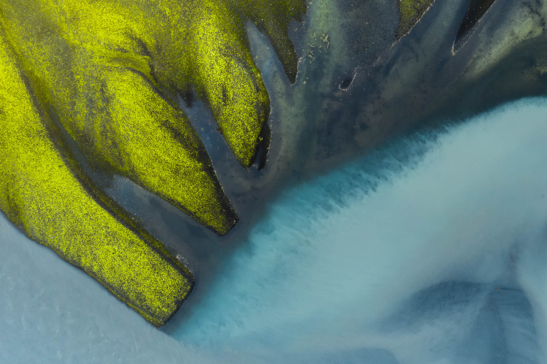 Abstract Aerial Photography of Glacier Rivers in Iceland
