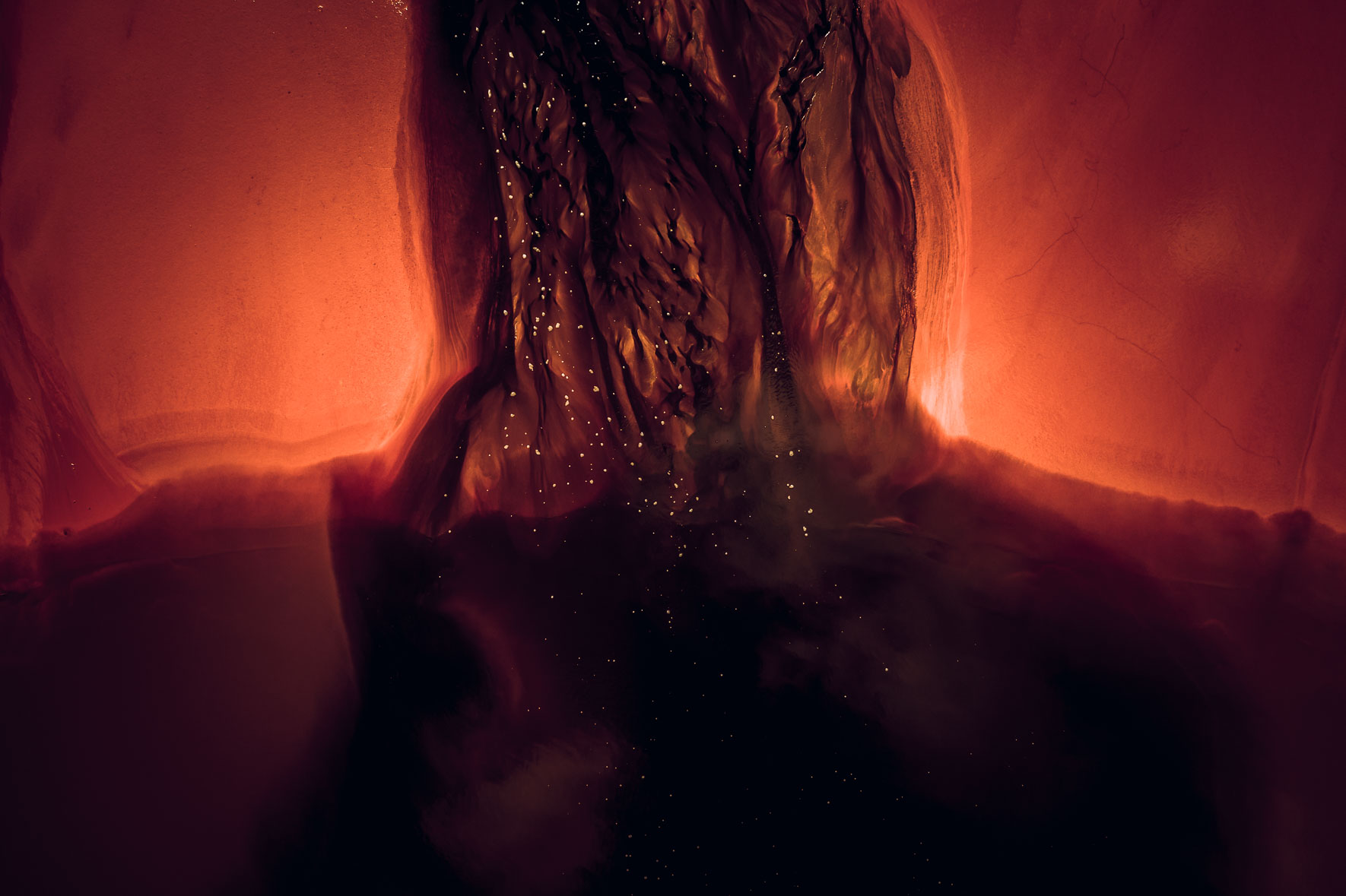 Fictional Mars landscape with river and lake