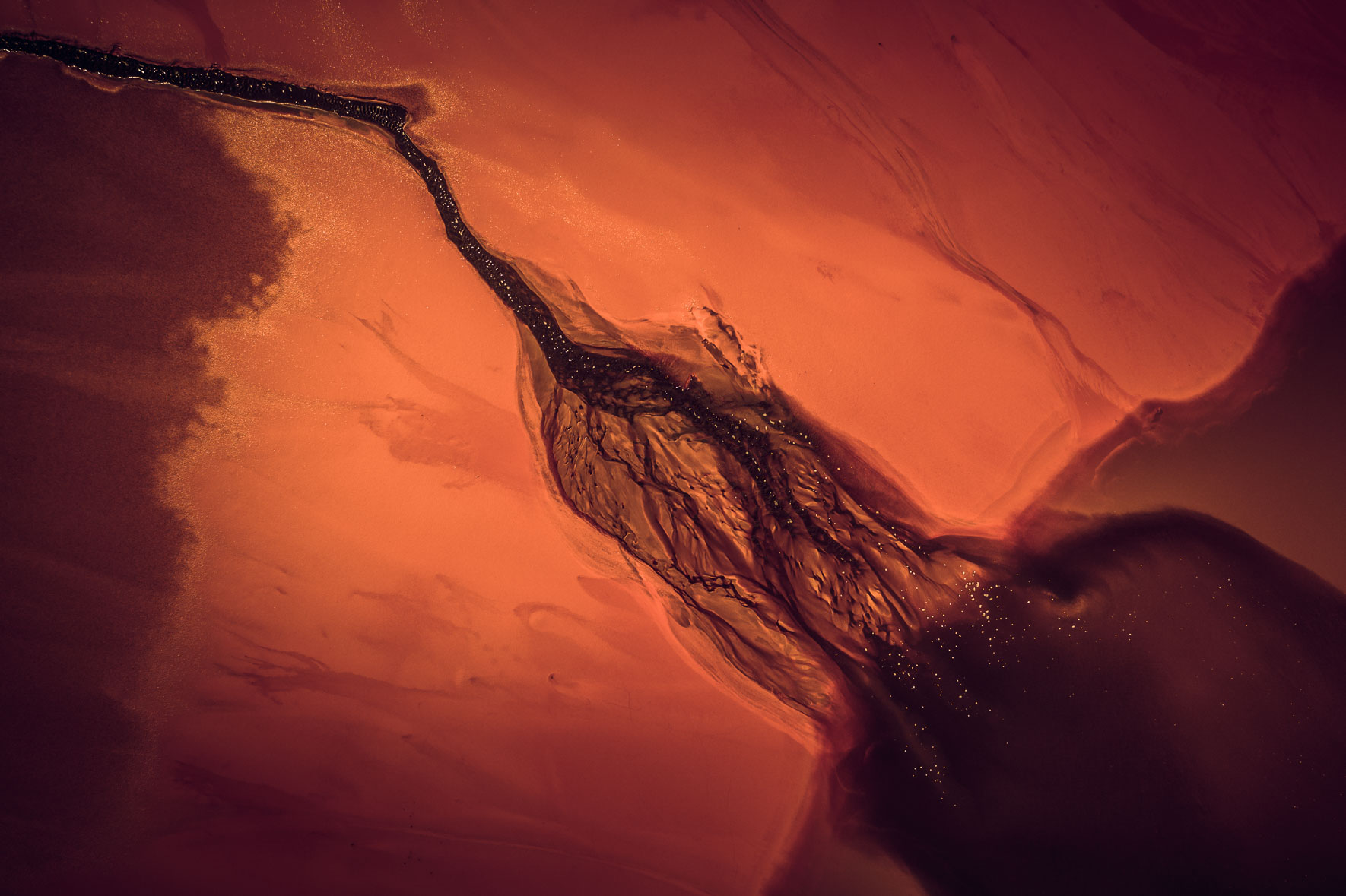 Fictional Mars landscape with river delta