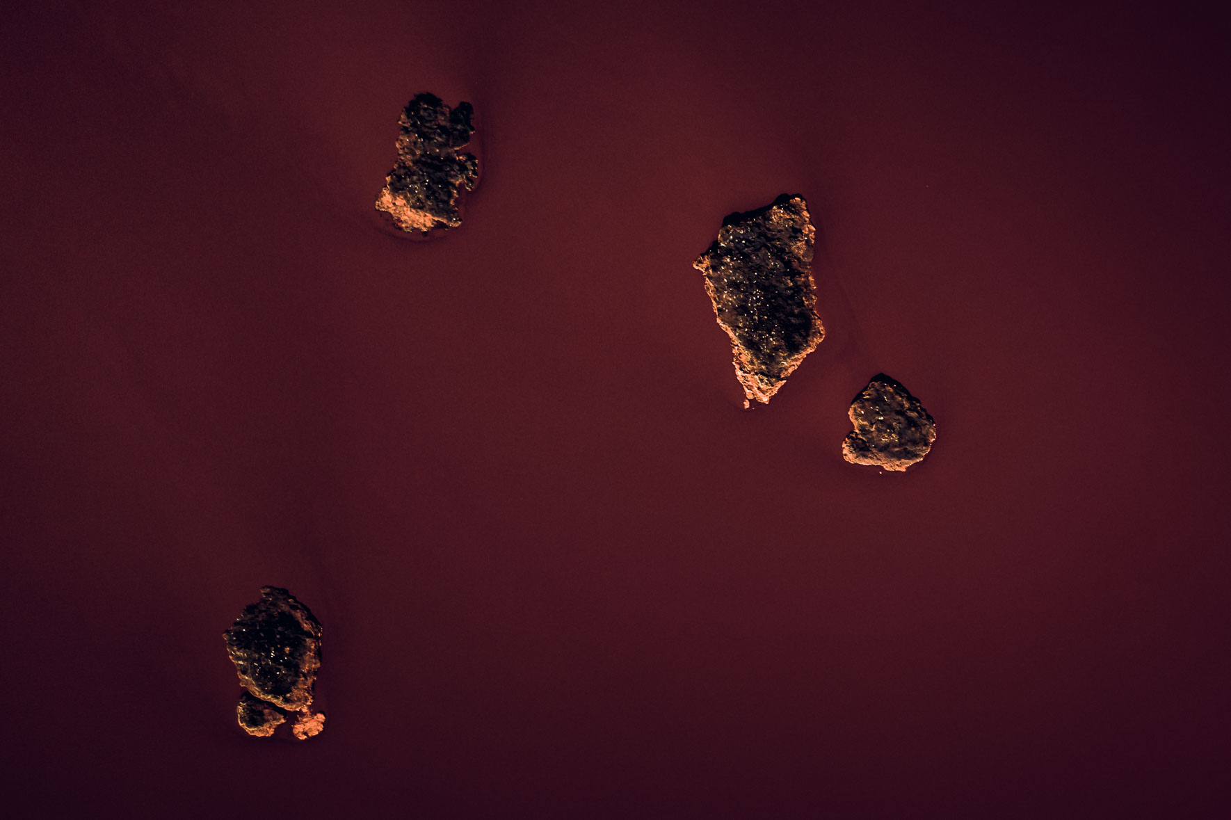 Fictional Mars landscape with lake and islands