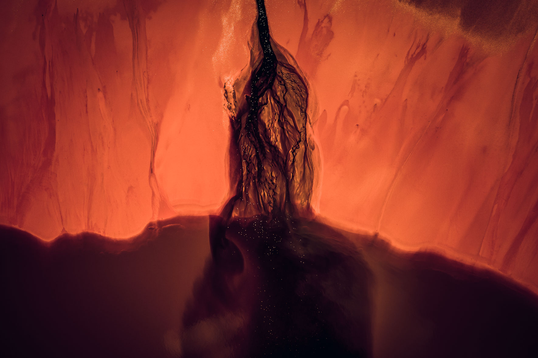 Terraformed Mars landscape with river delta and lake