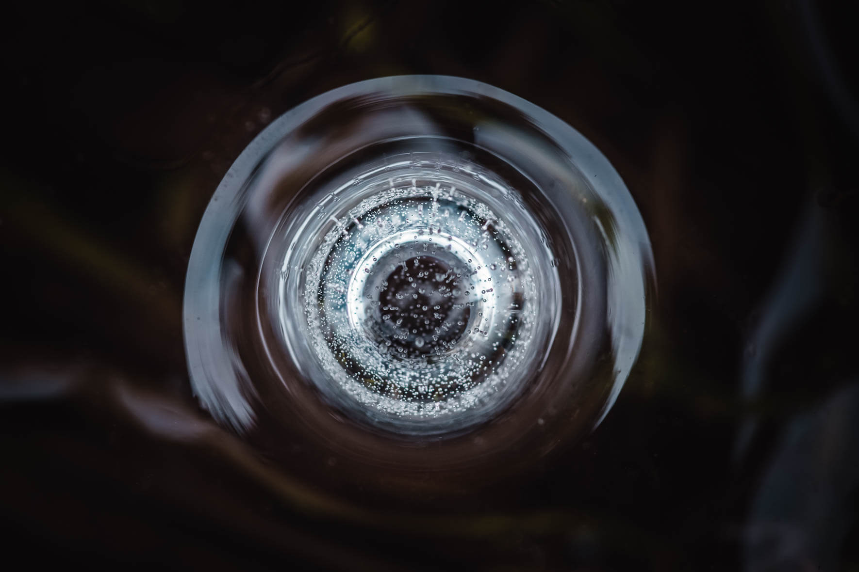 Macro image of a frozen air bubble in ice