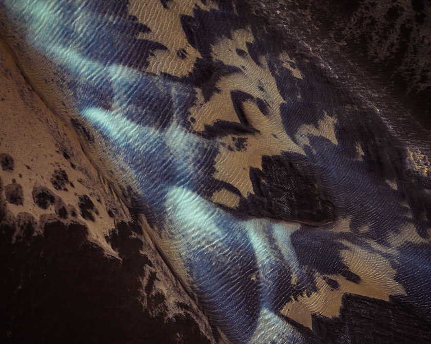 Abstract aerial view of tidal landscape on the south coast of Iceland