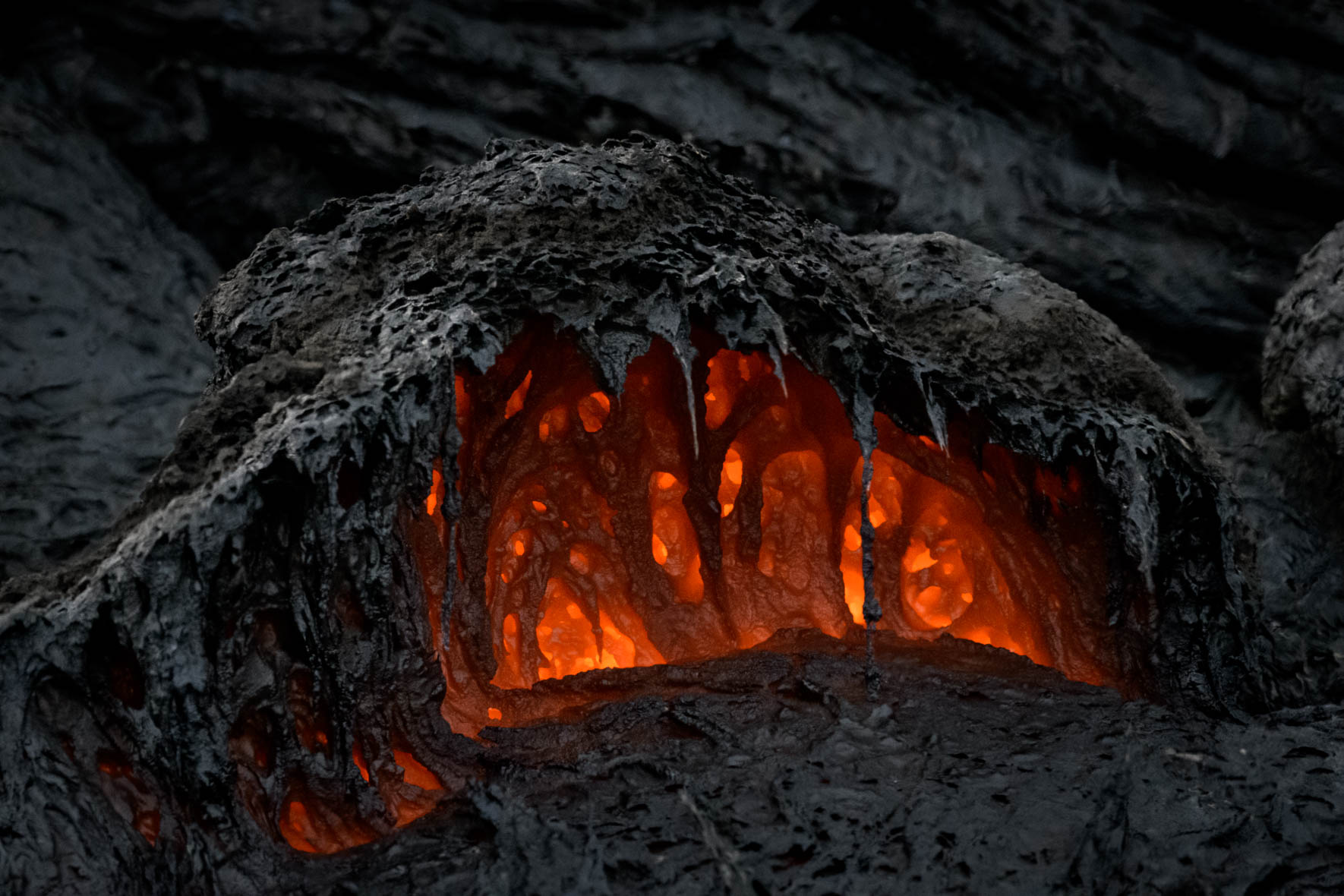 Abstract details of lava (Fagradalsfjall volcano eruption)