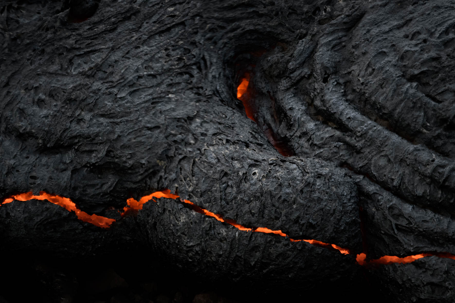 Crack in lava stream in Nátthagi valley at the Fagradalsfjall volcano