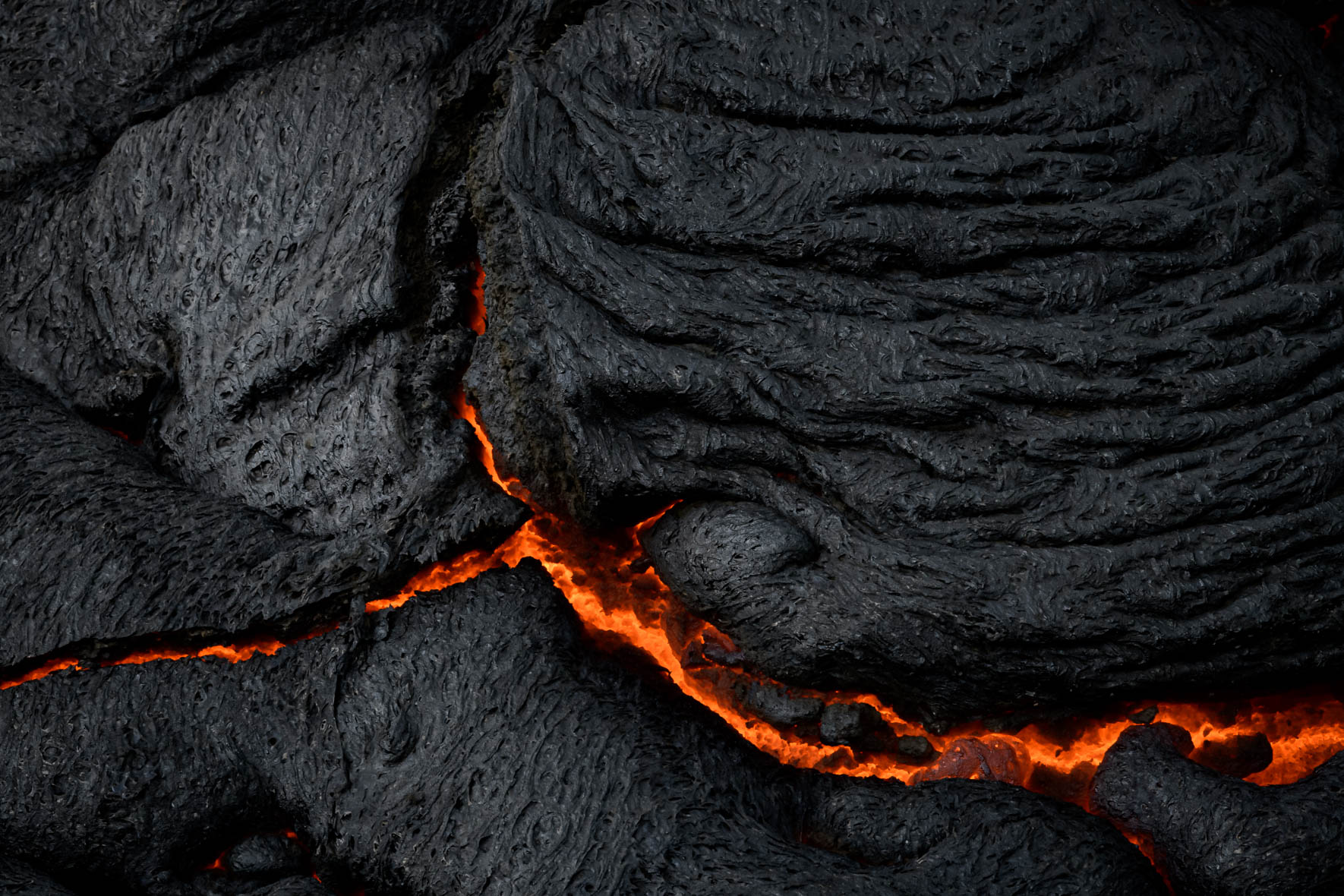 Abstract details of lava (Fagradalsfjall volcano eruption)