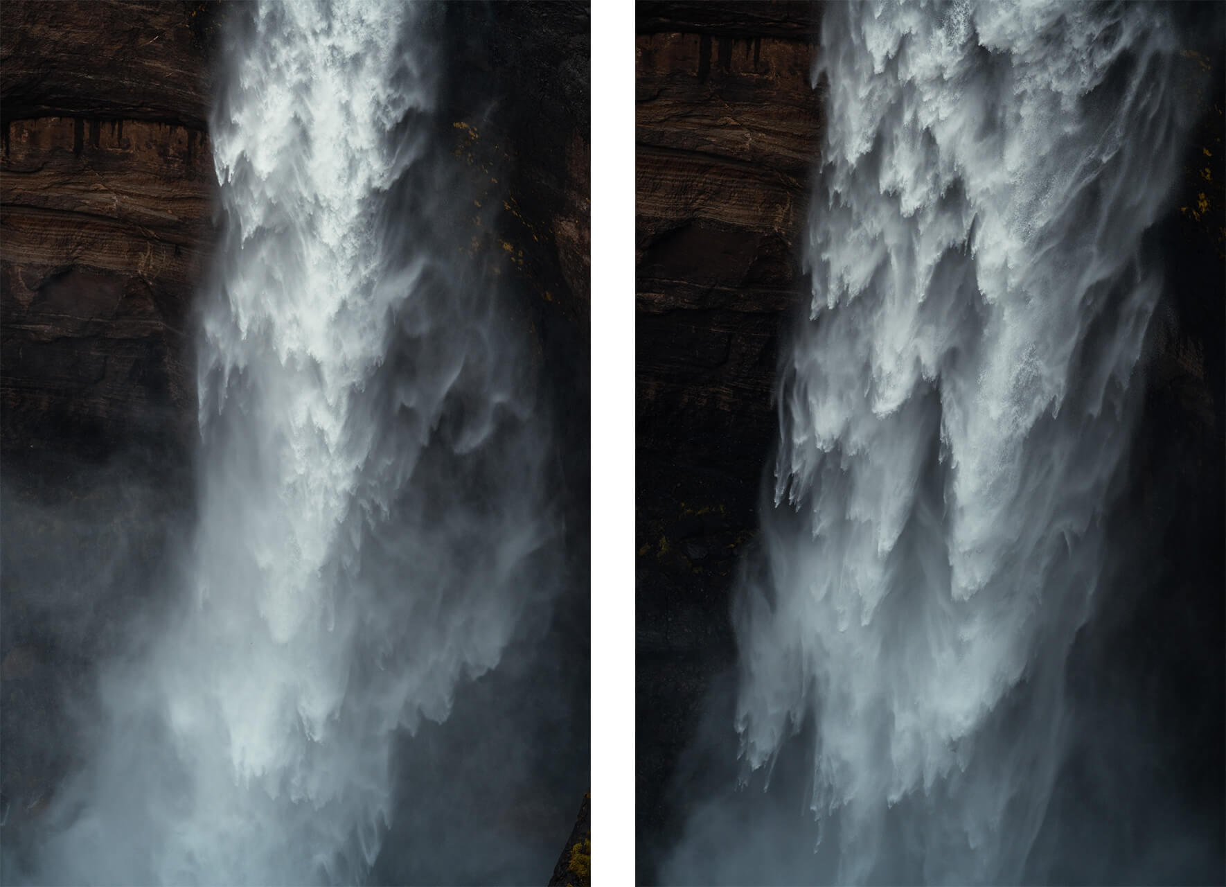 Detail shots of Háifoss waterfall near Hekla volcano in the south of Iceland