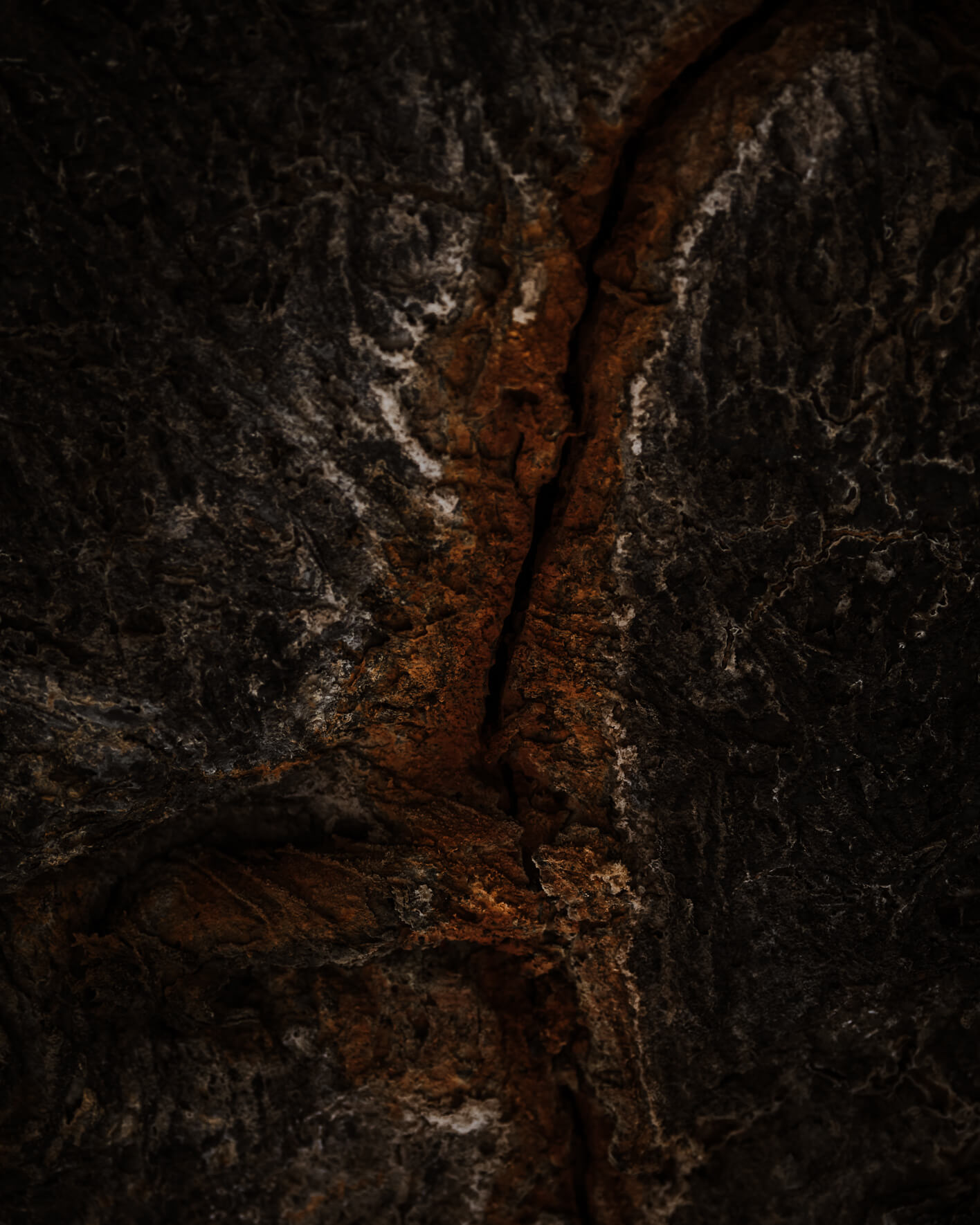 Cooled lava of Fagradalsfjall volcano in Iceland with red rocks (2021)