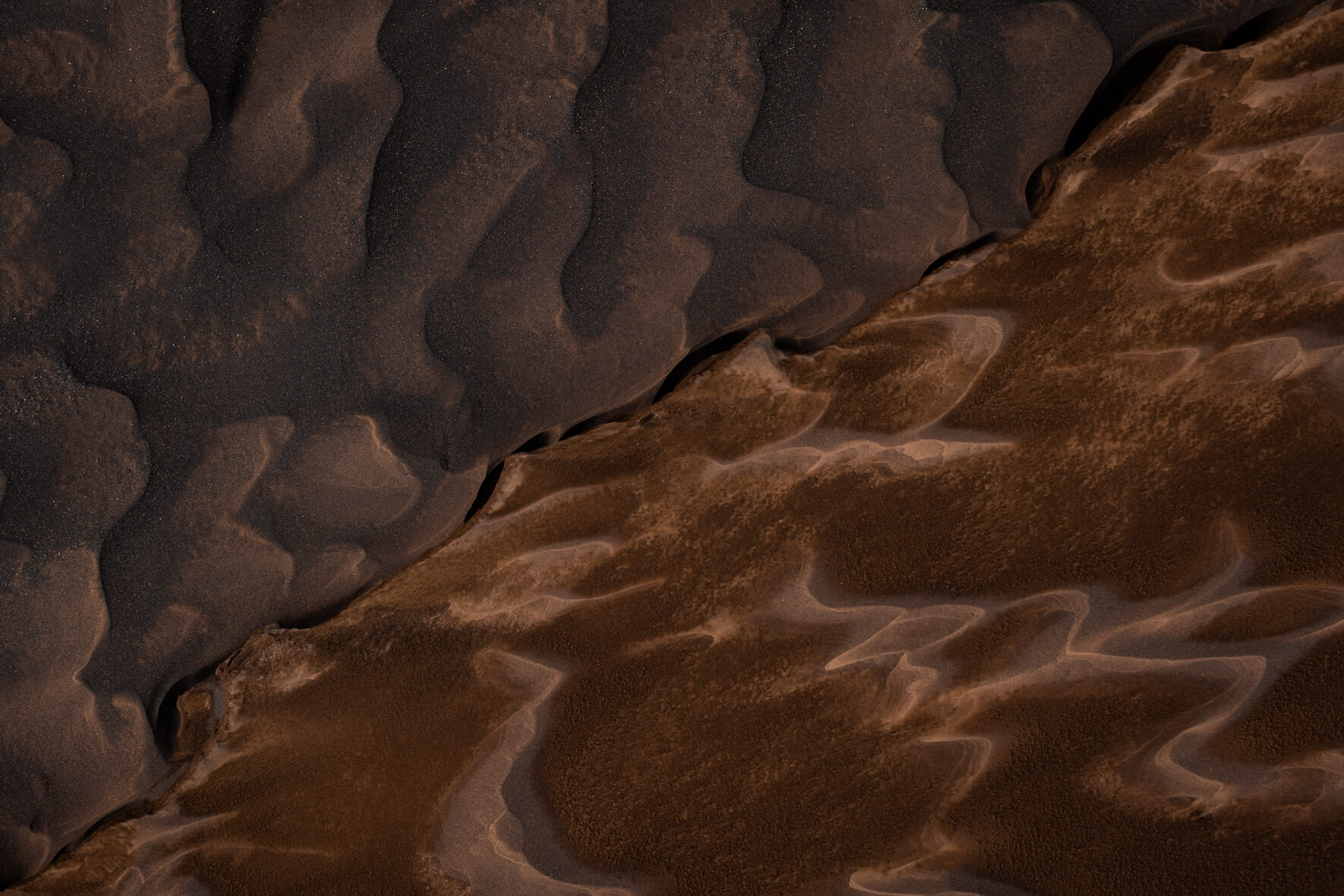 Dark and abstract sand texture in the highlands of Iceland