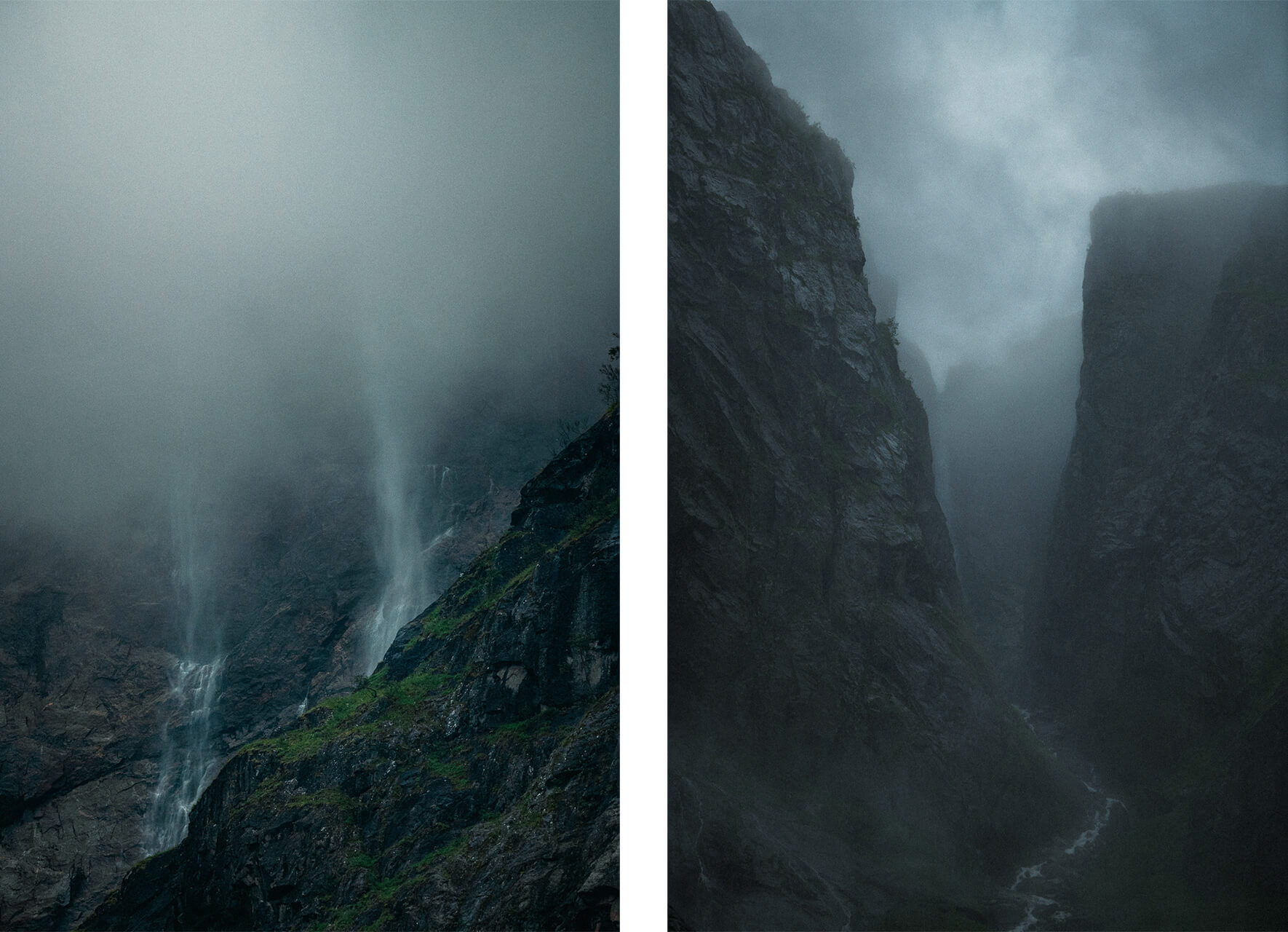 Dark and dramatic weather in the mountains of Fjord Norway