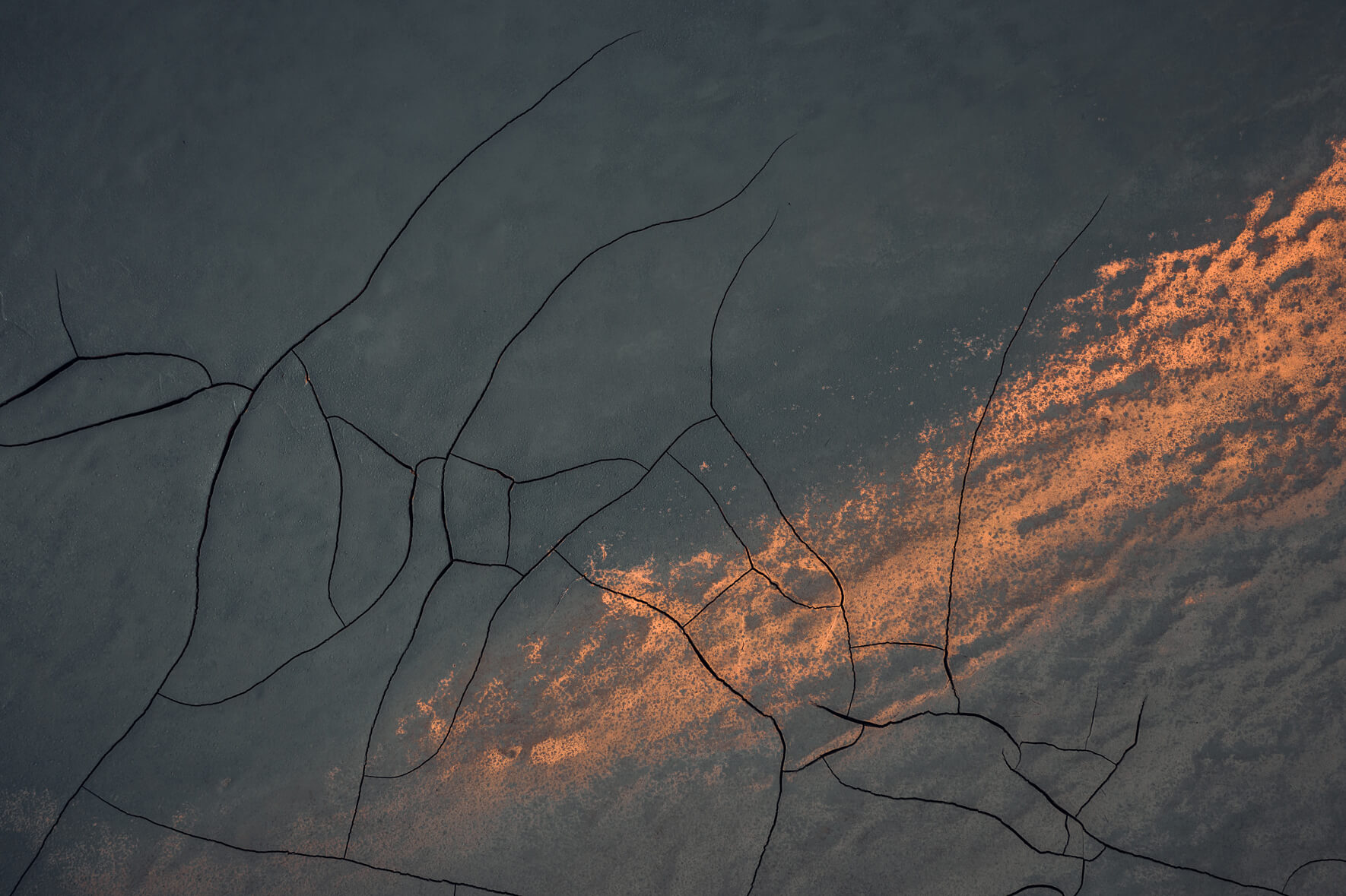 Aerial view of abstract mud cracks in Námafjall geothermal field, Iceland