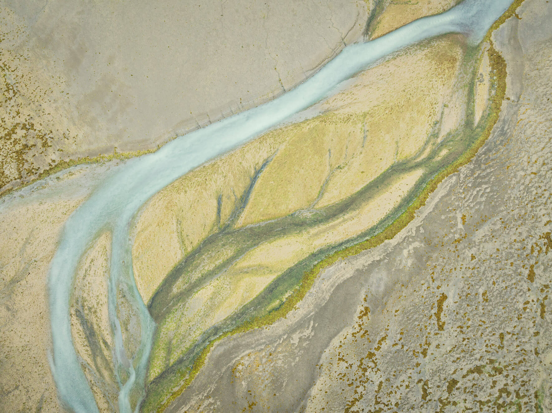 Aerial photography of Alaska’s swamplands with winding river channels